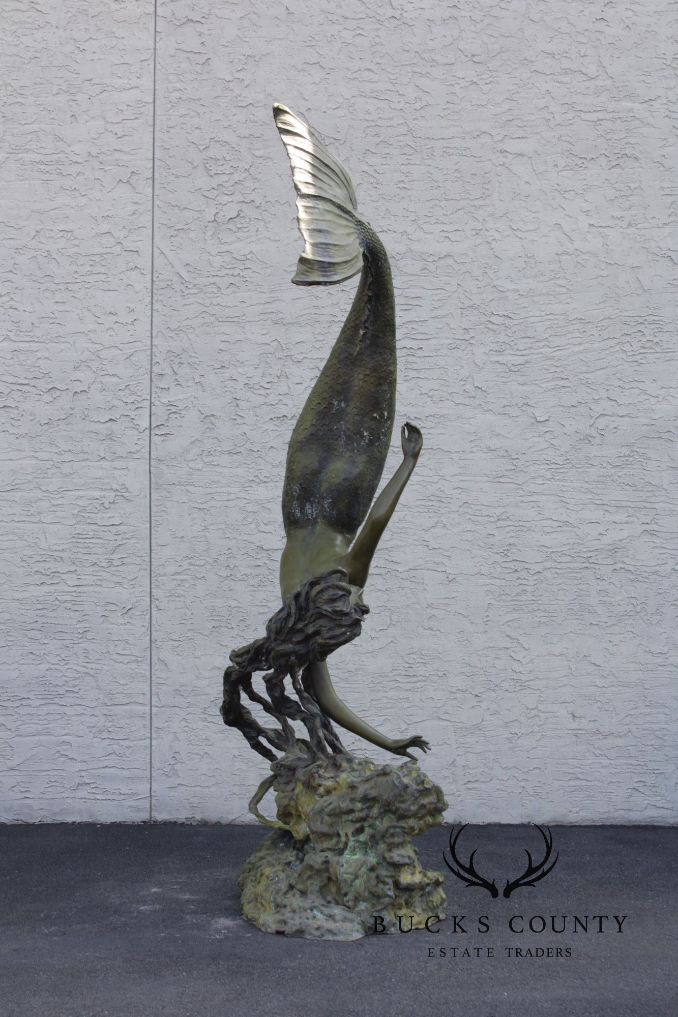 Art d' Frans Monumental Bronze Mermaid Garden Statue