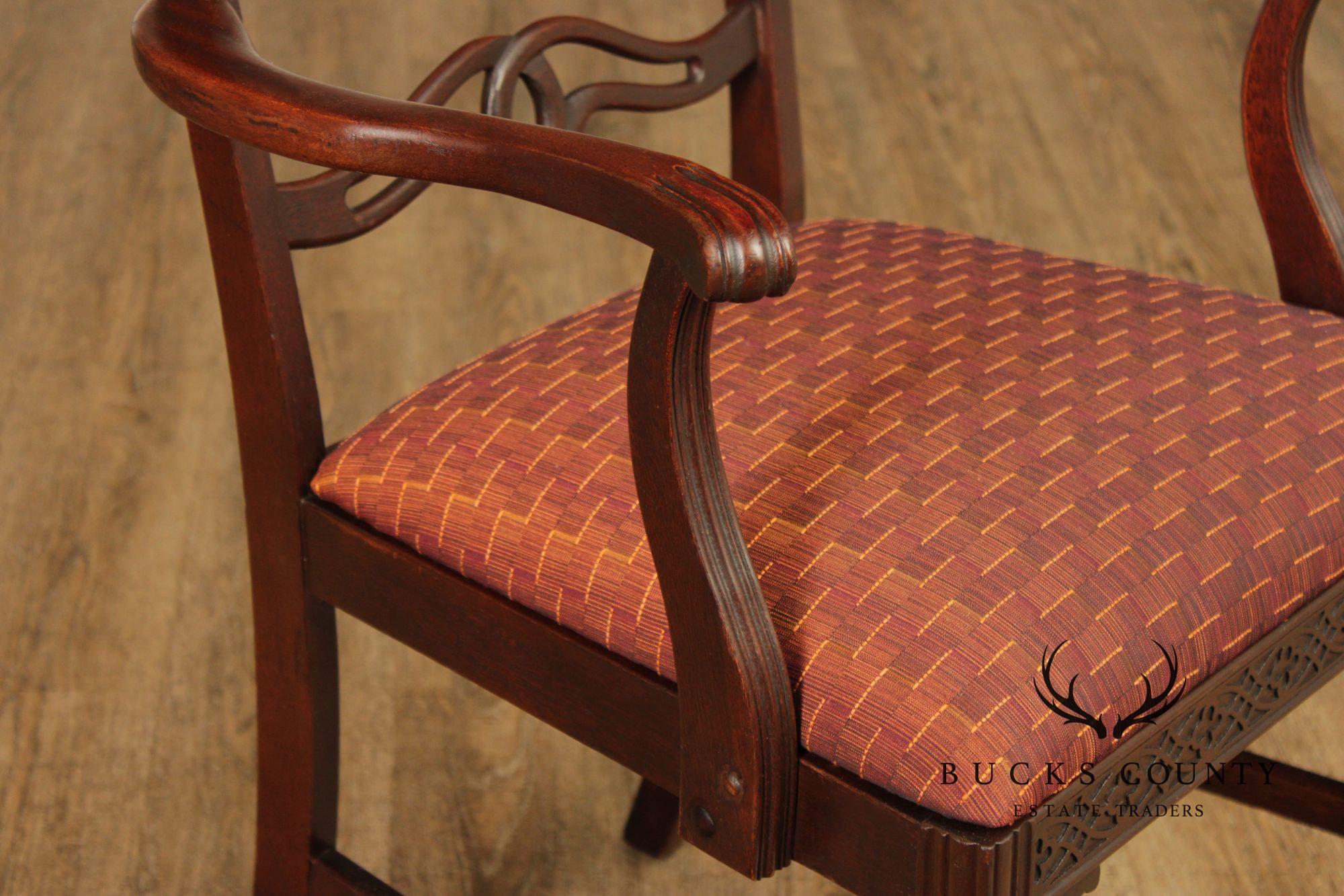 1940's Georgian Style Mahogany Ribbon Back Armchair