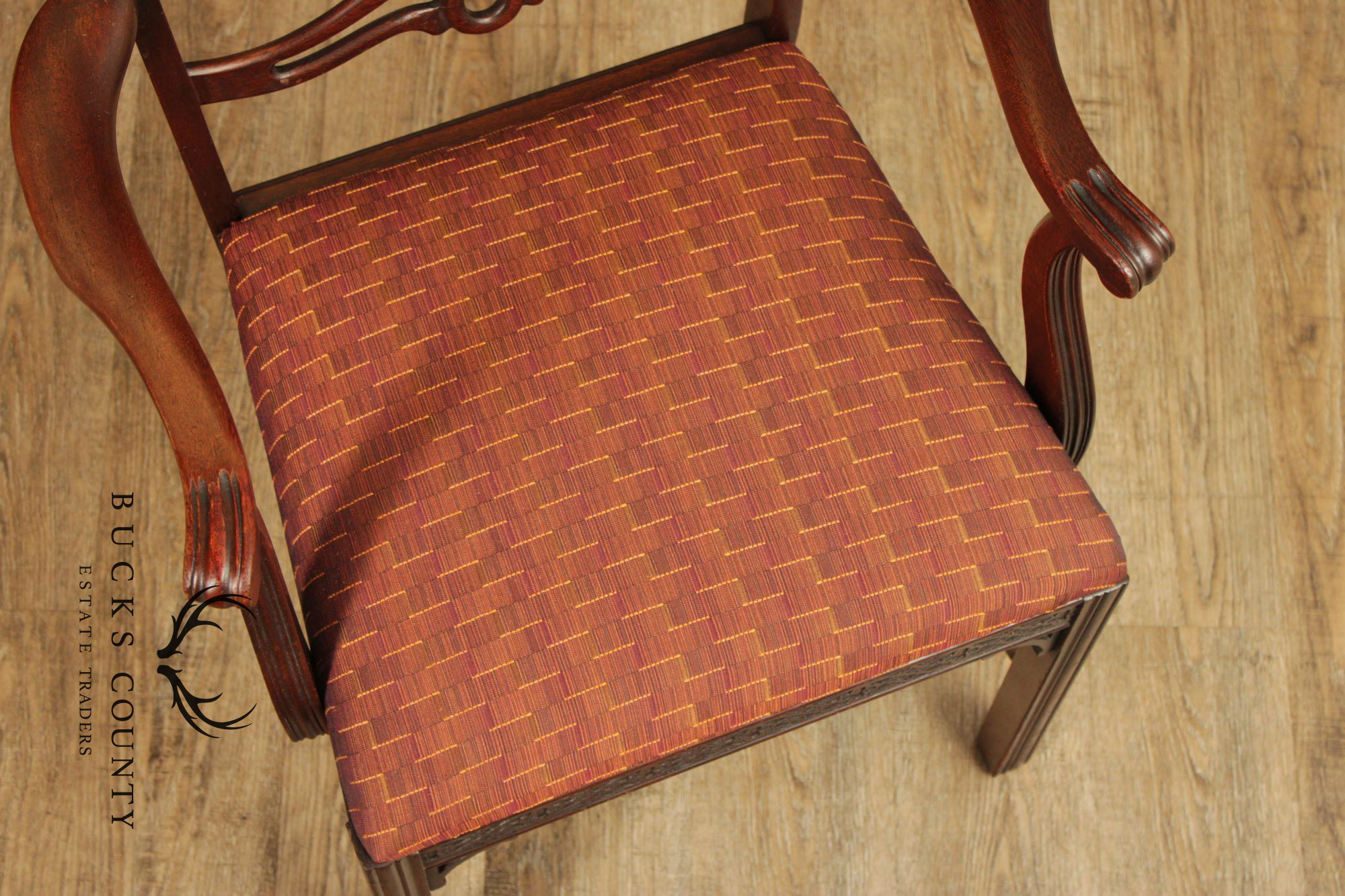 1940's Georgian Style Mahogany Ribbon Back Armchair