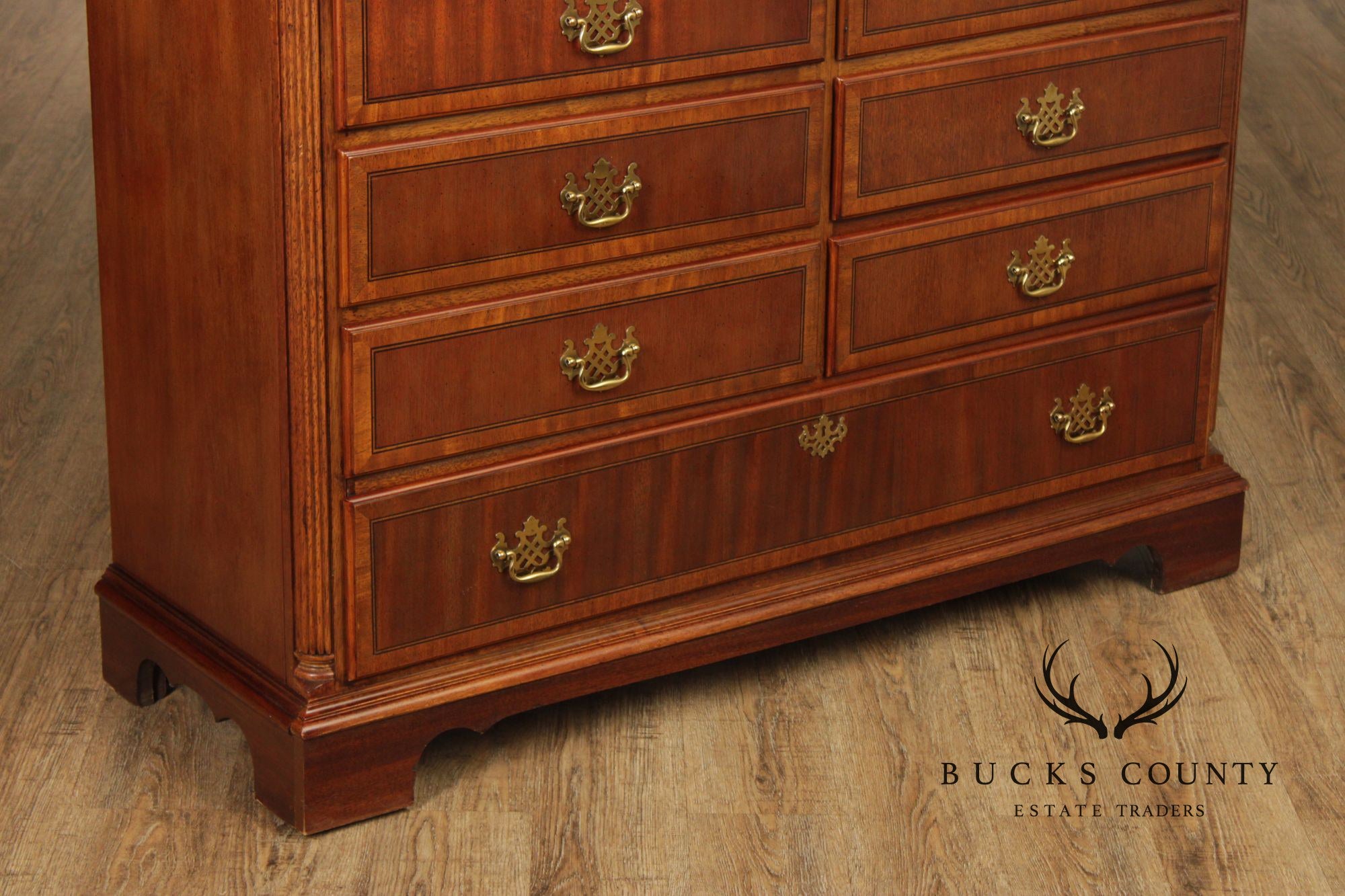 Georgian Style Banded Mahogany Tall Dresser