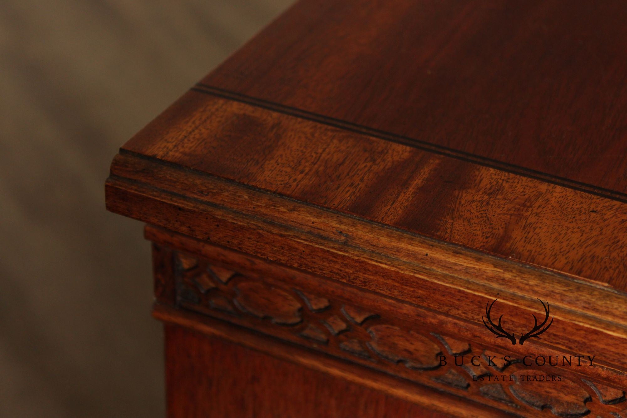 Georgian Style Banded Mahogany Tall Dresser