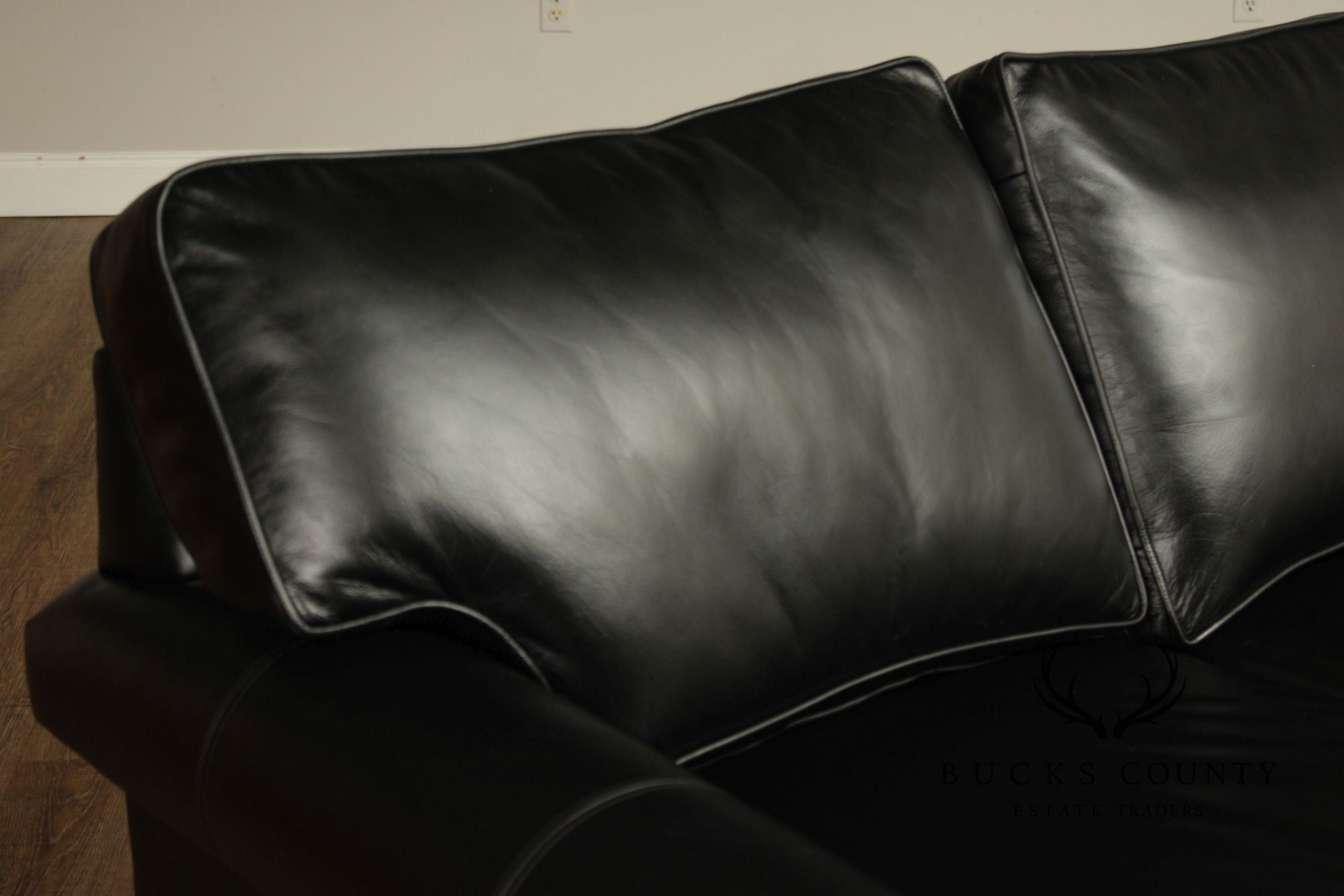 Ethan Allen Black Leather 'Bennett' Sofa