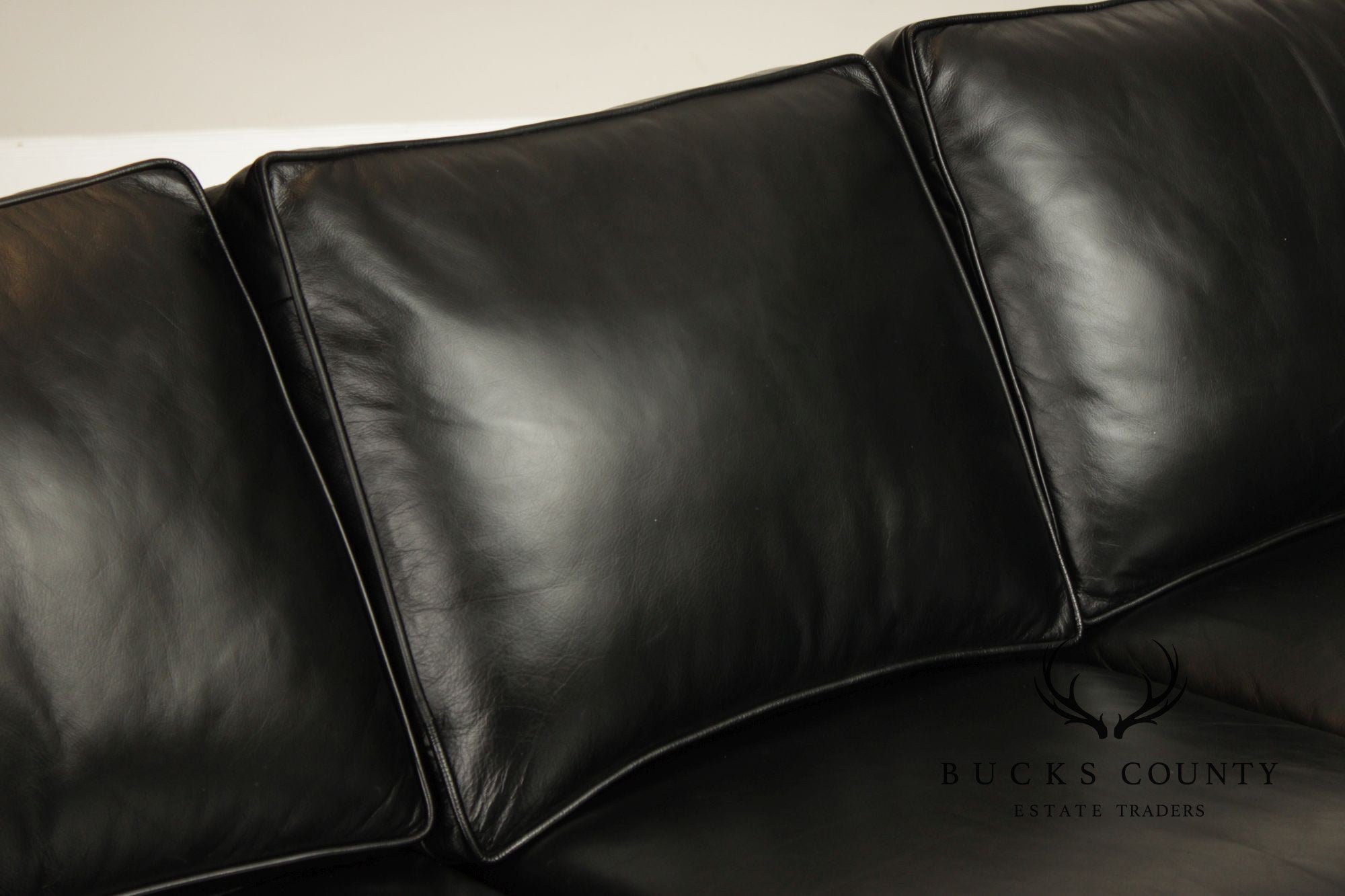 Ethan Allen Black Leather 'Bennett' Sofa