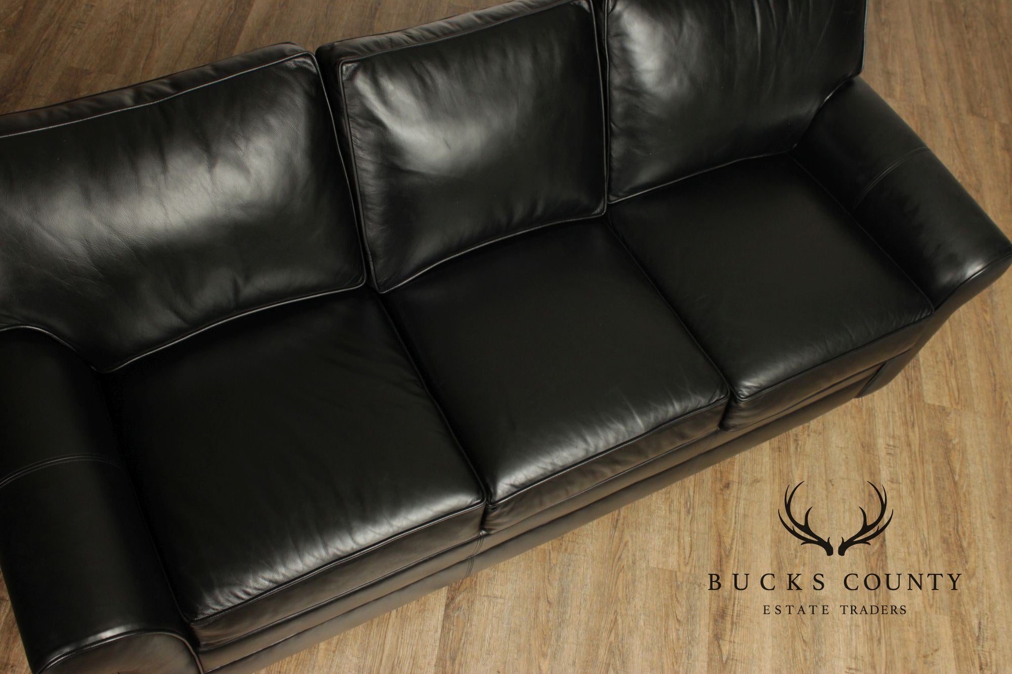 Ethan Allen Black Leather 'Bennett' Sofa