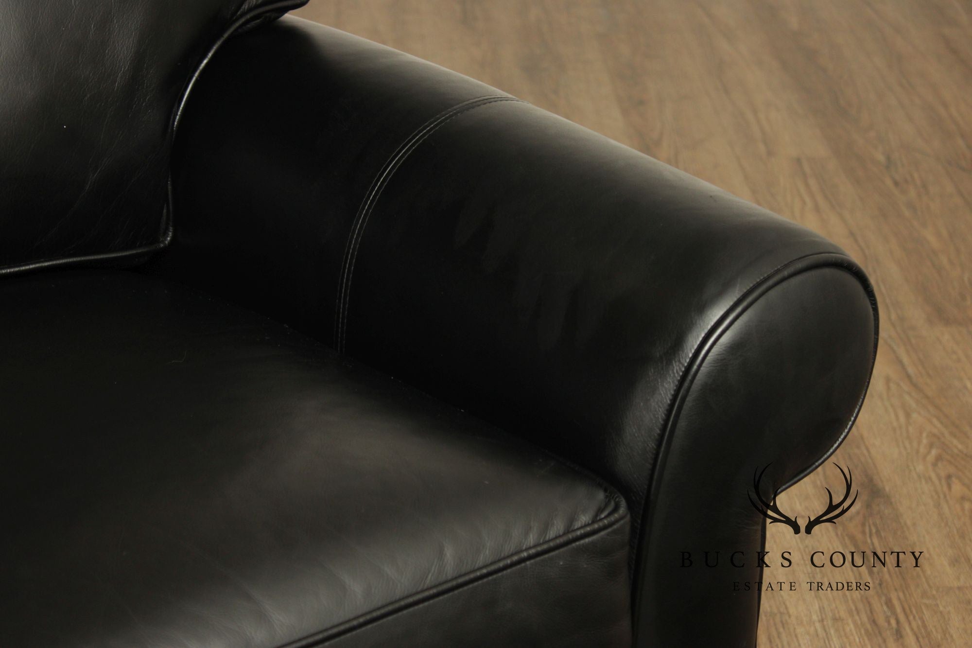 Ethan Allen Black Leather 'Bennett' Sofa