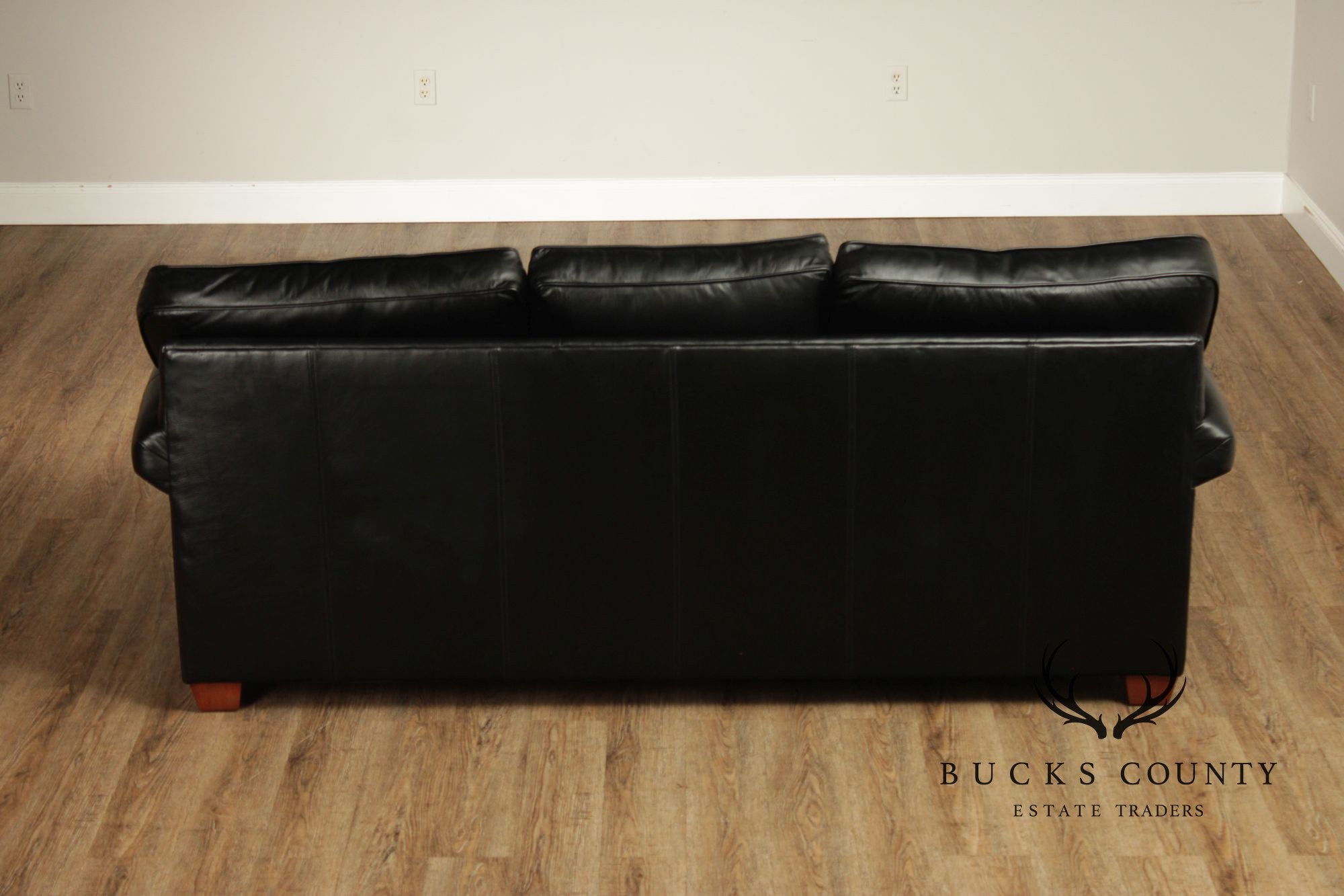 Ethan Allen Black Leather 'Bennett' Sofa