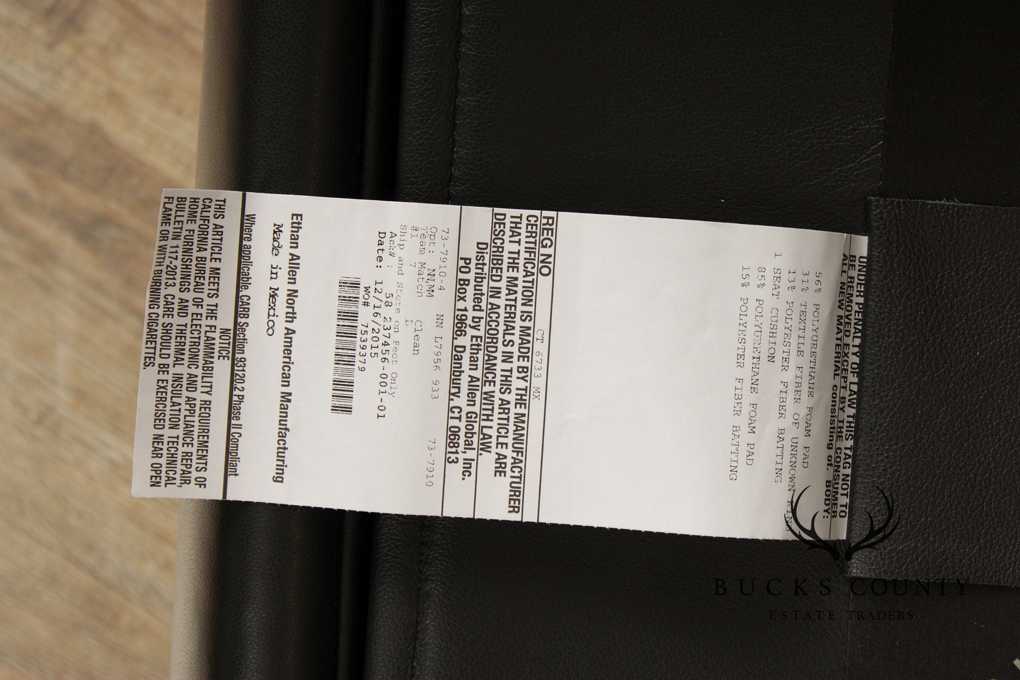 Ethan Allen Pair Modern Black Leather Recliner Lounge Chairs