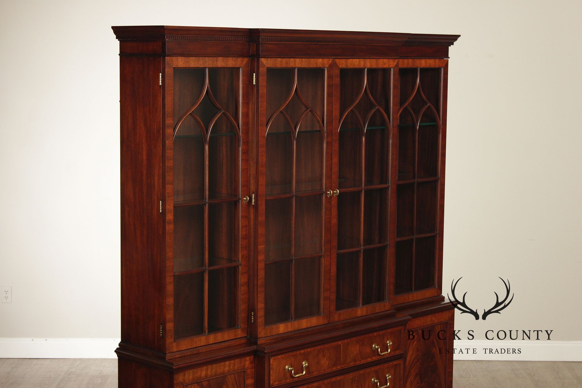 Henkel Harris Georgian Style Large Mahogany Breakfront