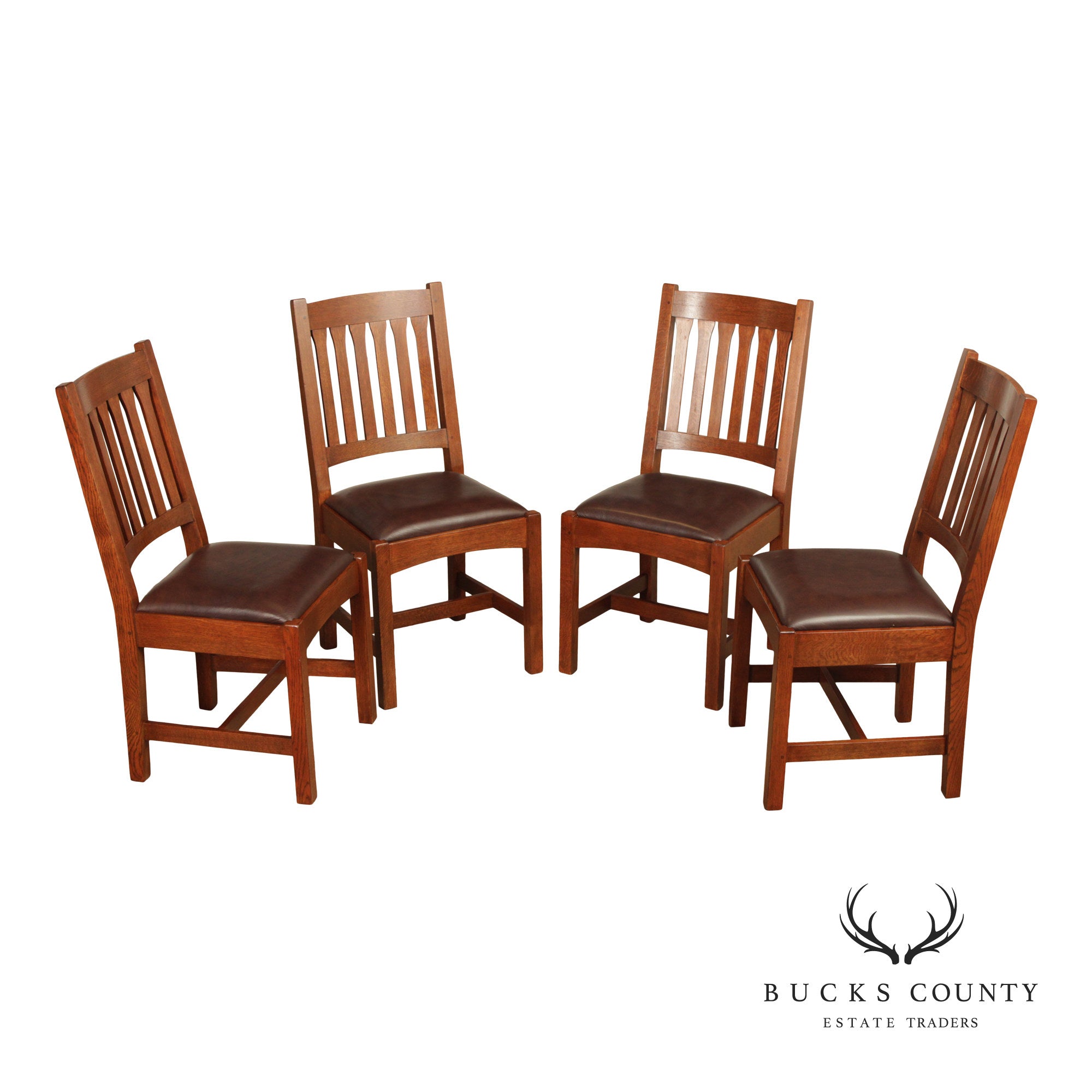 Stickley Mission Collection Set Of Four Cottage Oak Dining Chairs