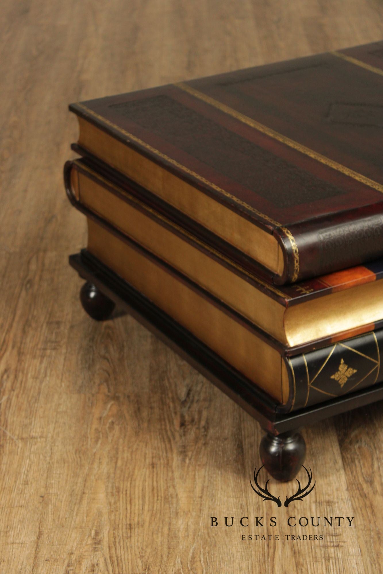 Maitland Smith Handmade Stacked Leather Book Form Coffee Table With Pull-Out Drawers