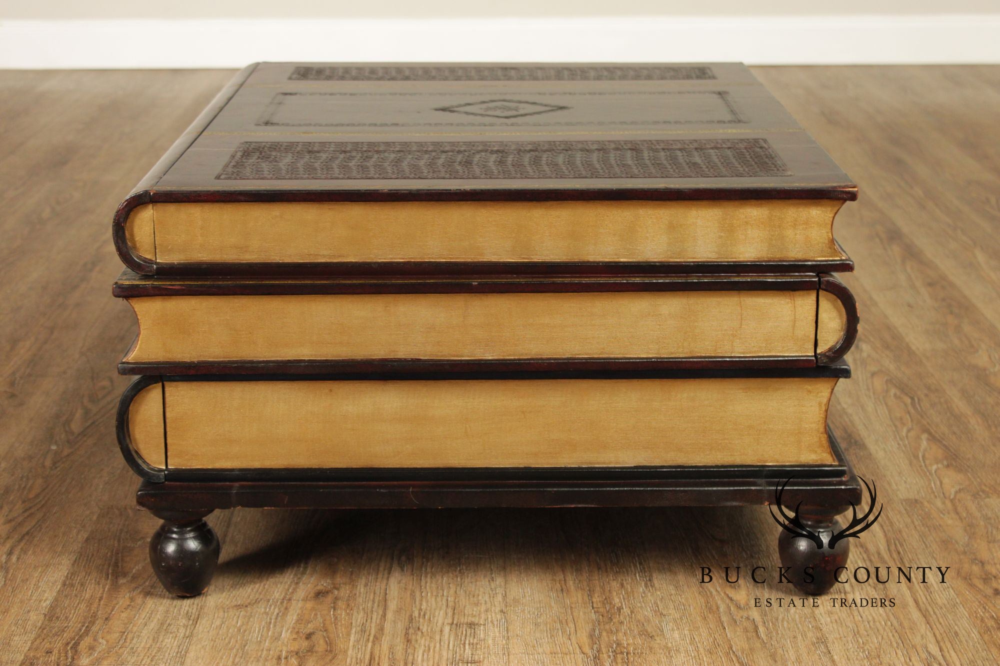 Maitland Smith Handmade Stacked Leather Book Form Coffee Table With Pull-Out Drawers