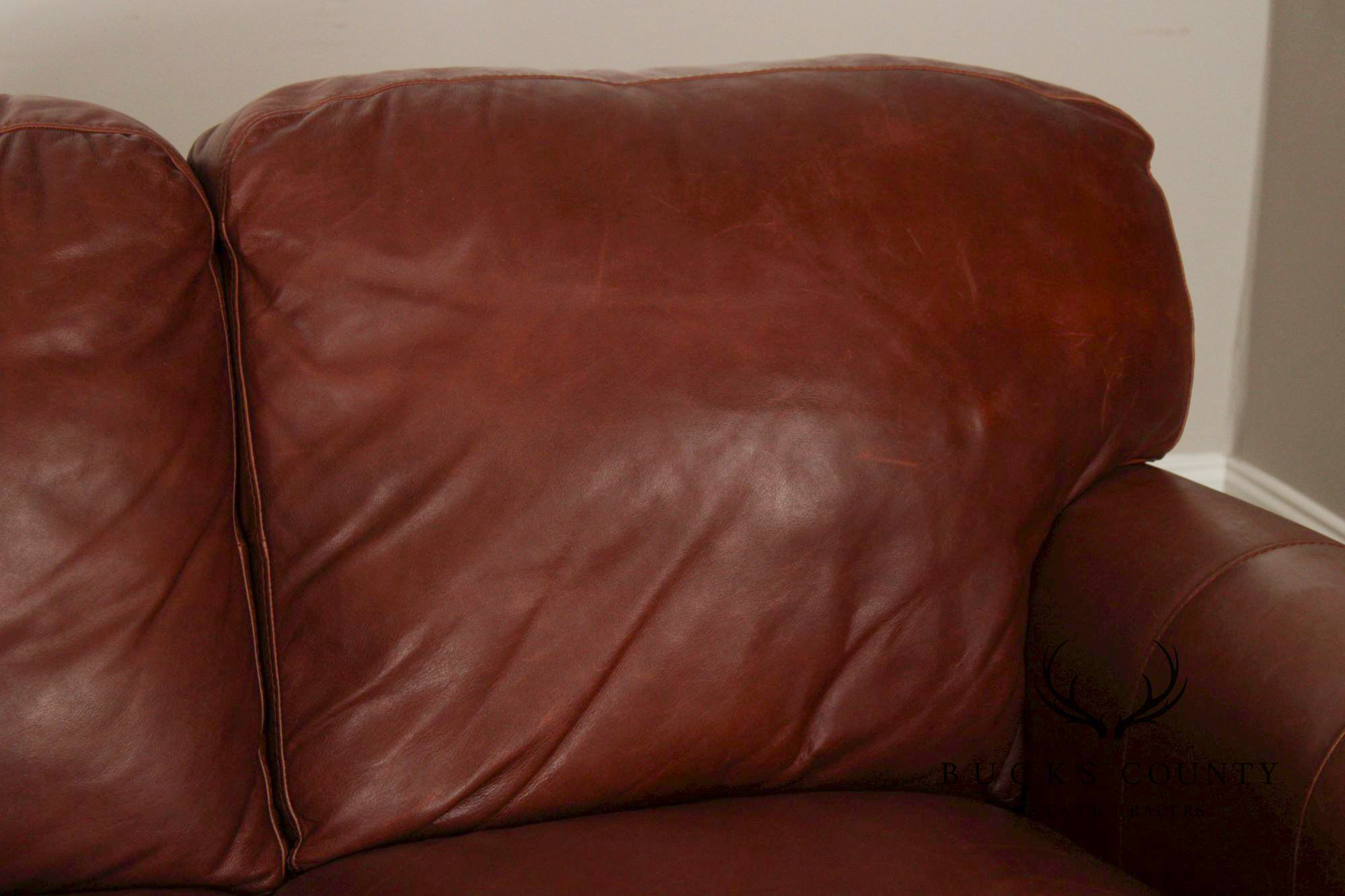 Natuzzi Brown Leather Three-PIece Sectional Sofa with Ottoman