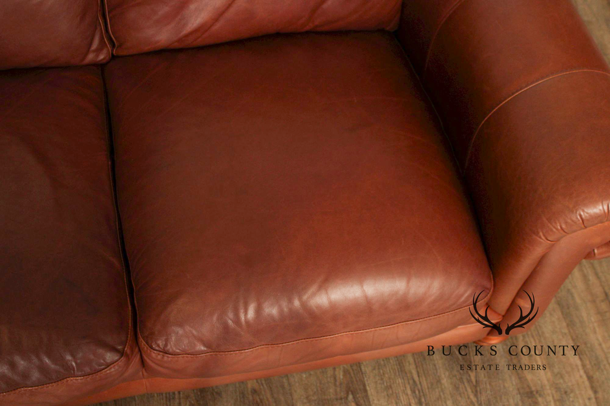 Natuzzi Brown Leather Three-PIece Sectional Sofa with Ottoman