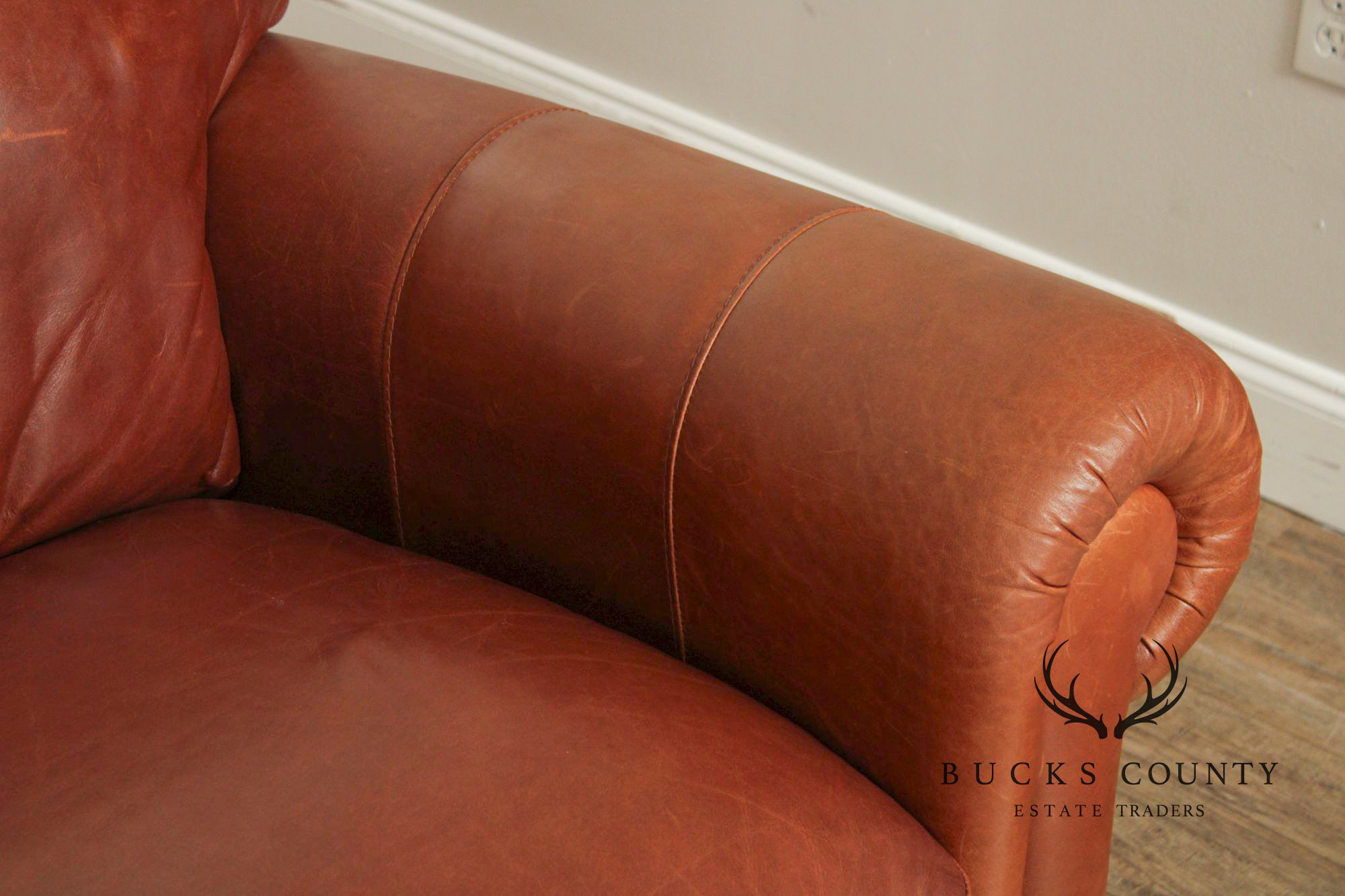 Natuzzi Brown Leather Three-PIece Sectional Sofa with Ottoman