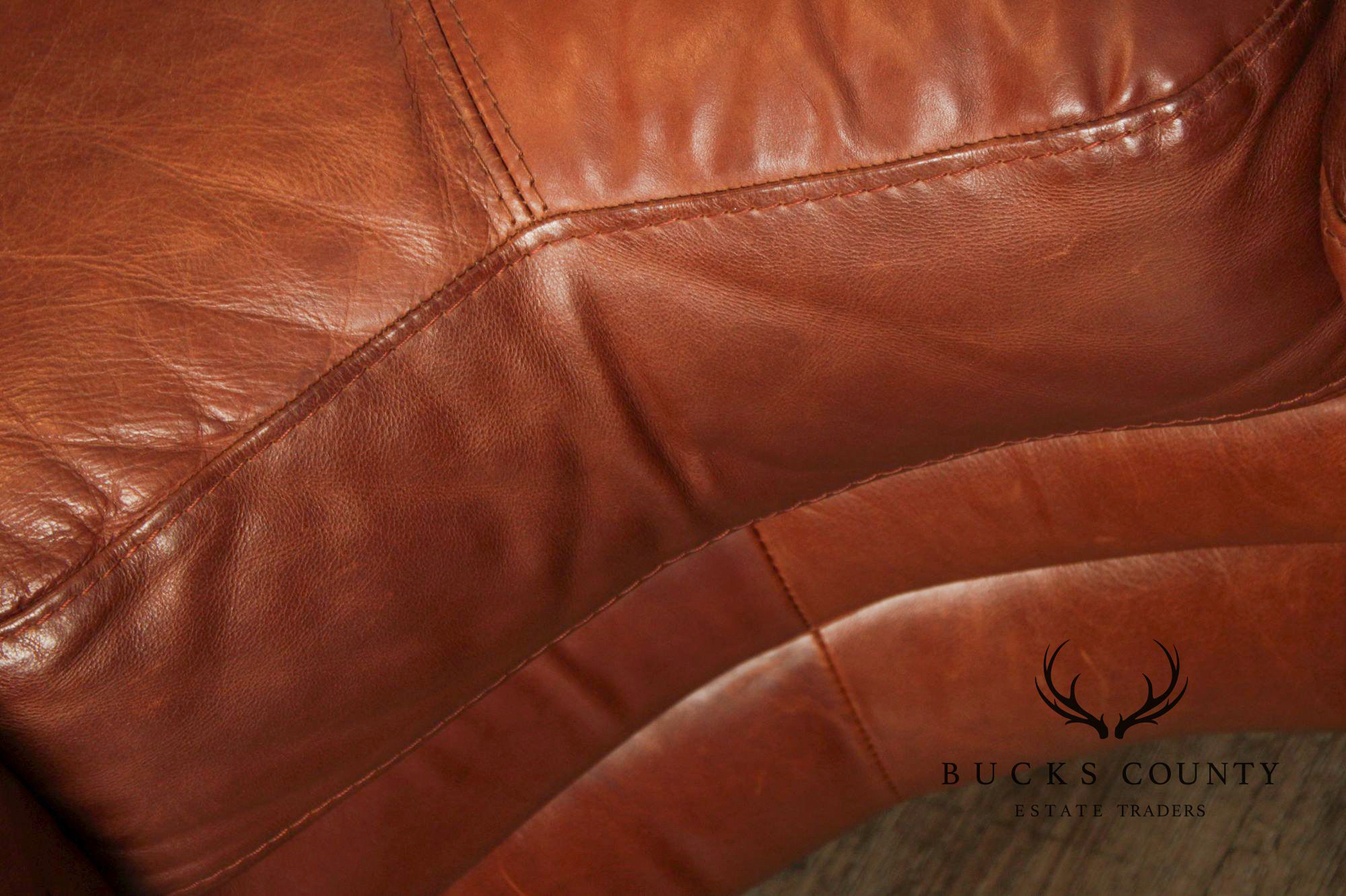 Natuzzi Brown Leather Three-PIece Sectional Sofa with Ottoman