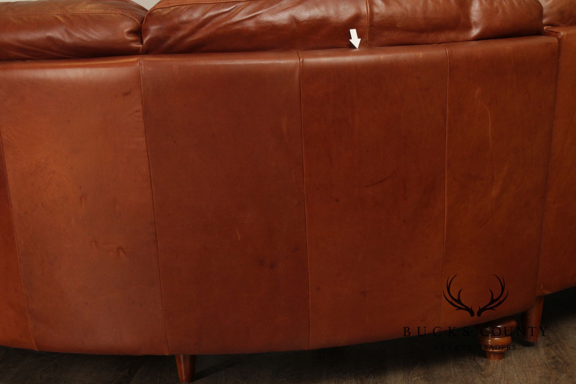 Natuzzi Brown Leather Three-PIece Sectional Sofa with Ottoman