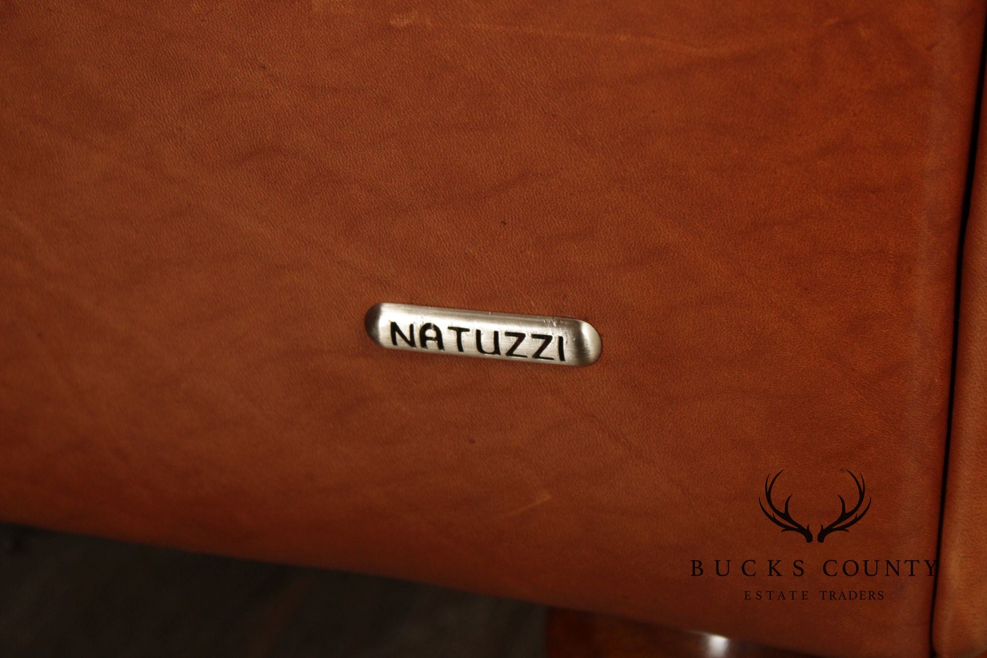 Natuzzi Brown Leather Three-PIece Sectional Sofa with Ottoman