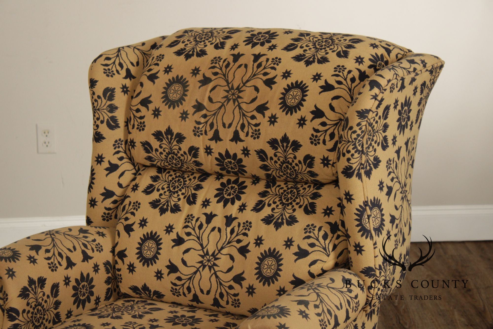 Floral Upholstered Wingback Recliner Chair