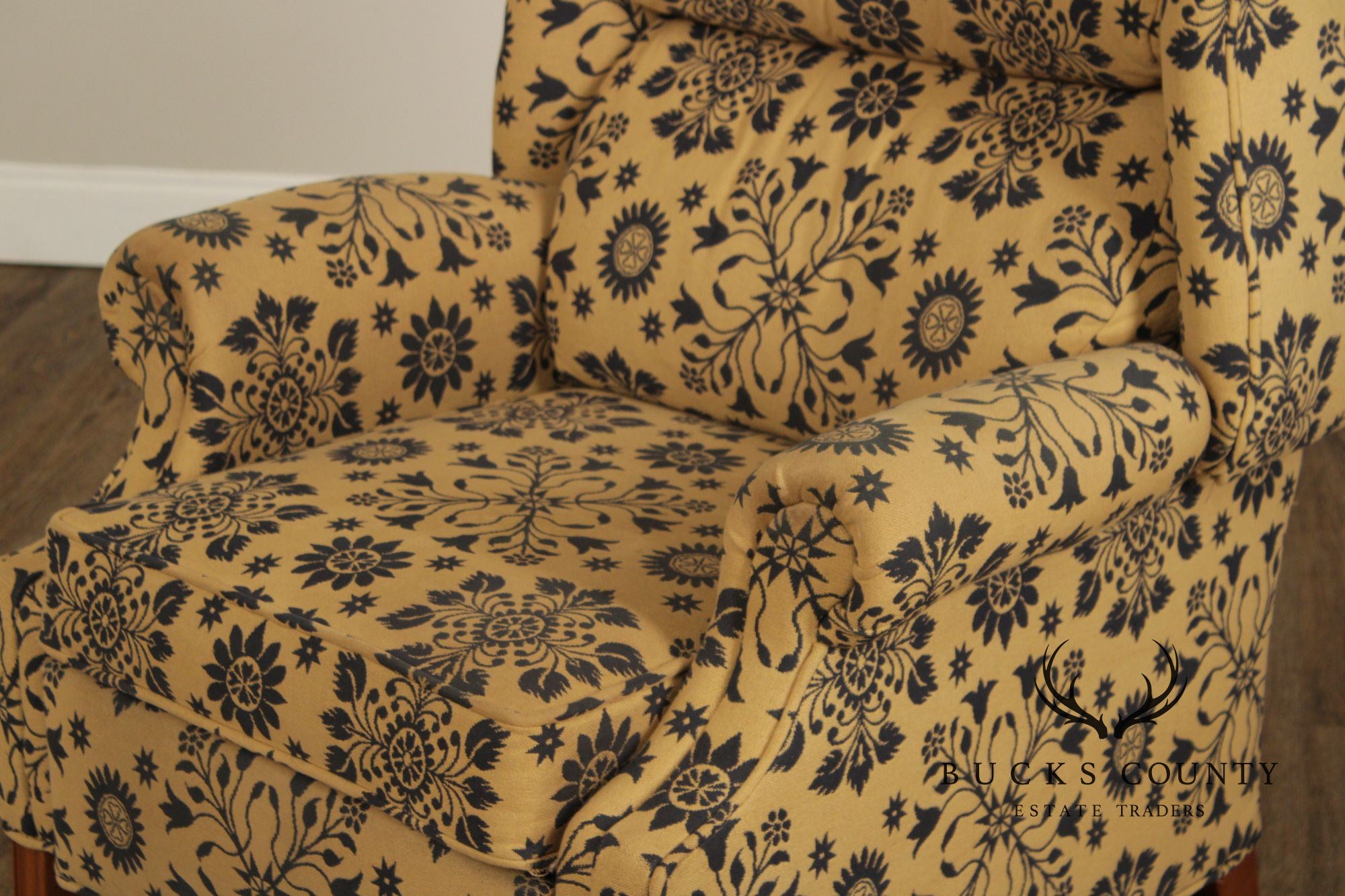 Floral Upholstered Wingback Recliner Chair