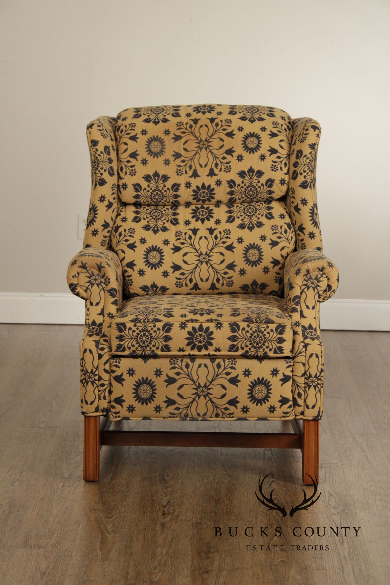 Floral Upholstered Wingback Recliner Chair