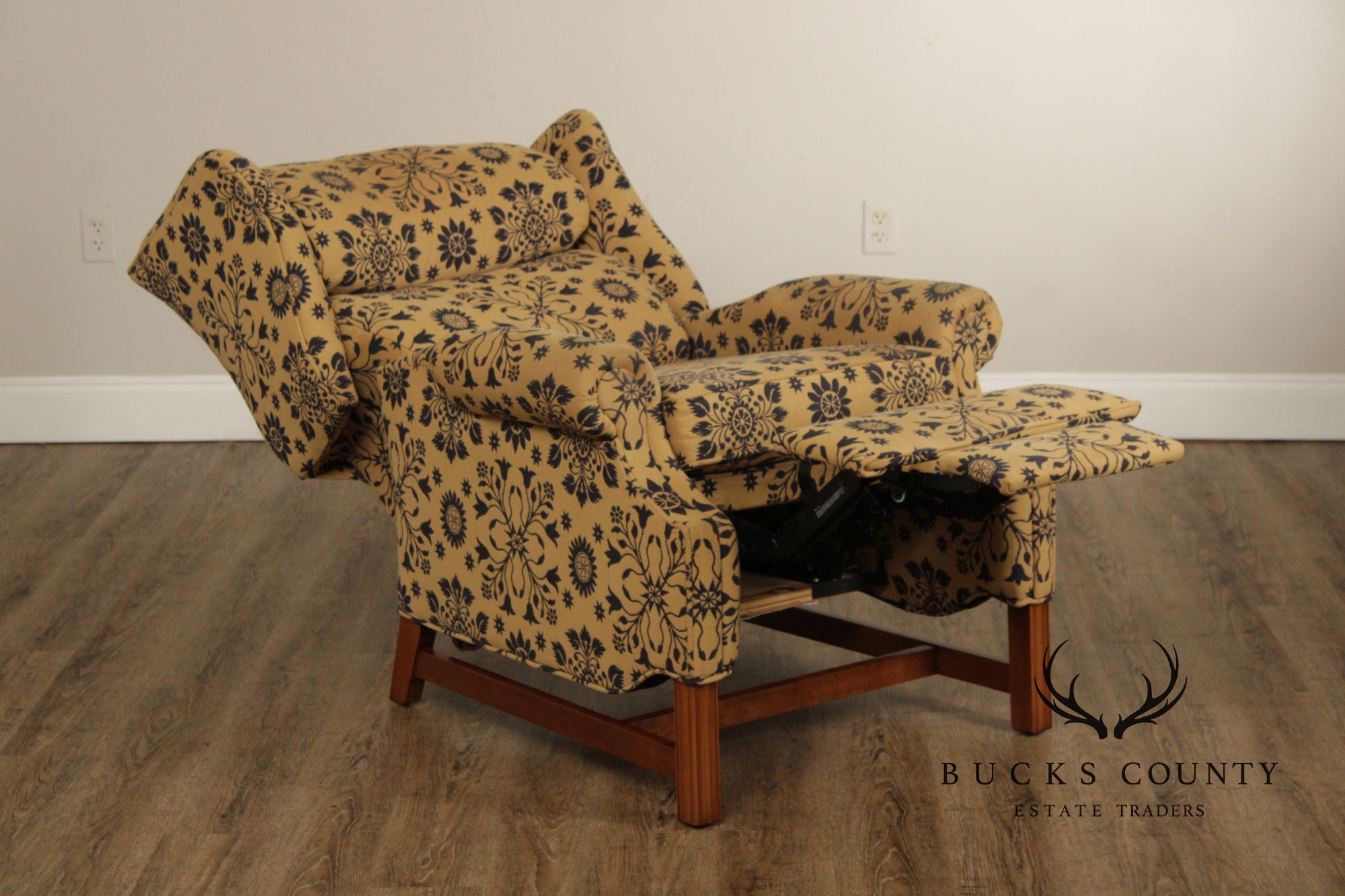 Floral Upholstered Wingback Recliner Chair