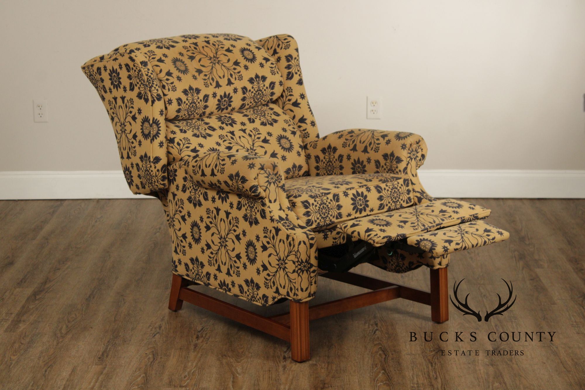 Floral Upholstered Wingback Recliner Chair