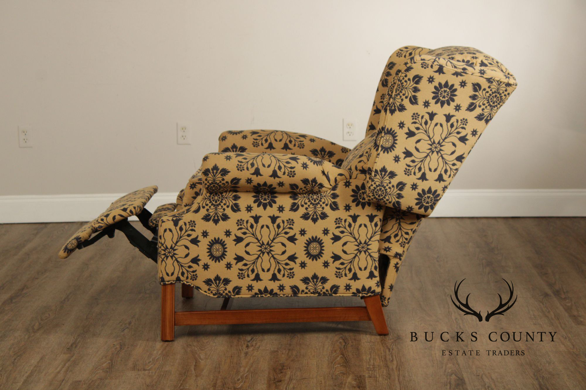 Floral Upholstered Wingback Recliner Chair