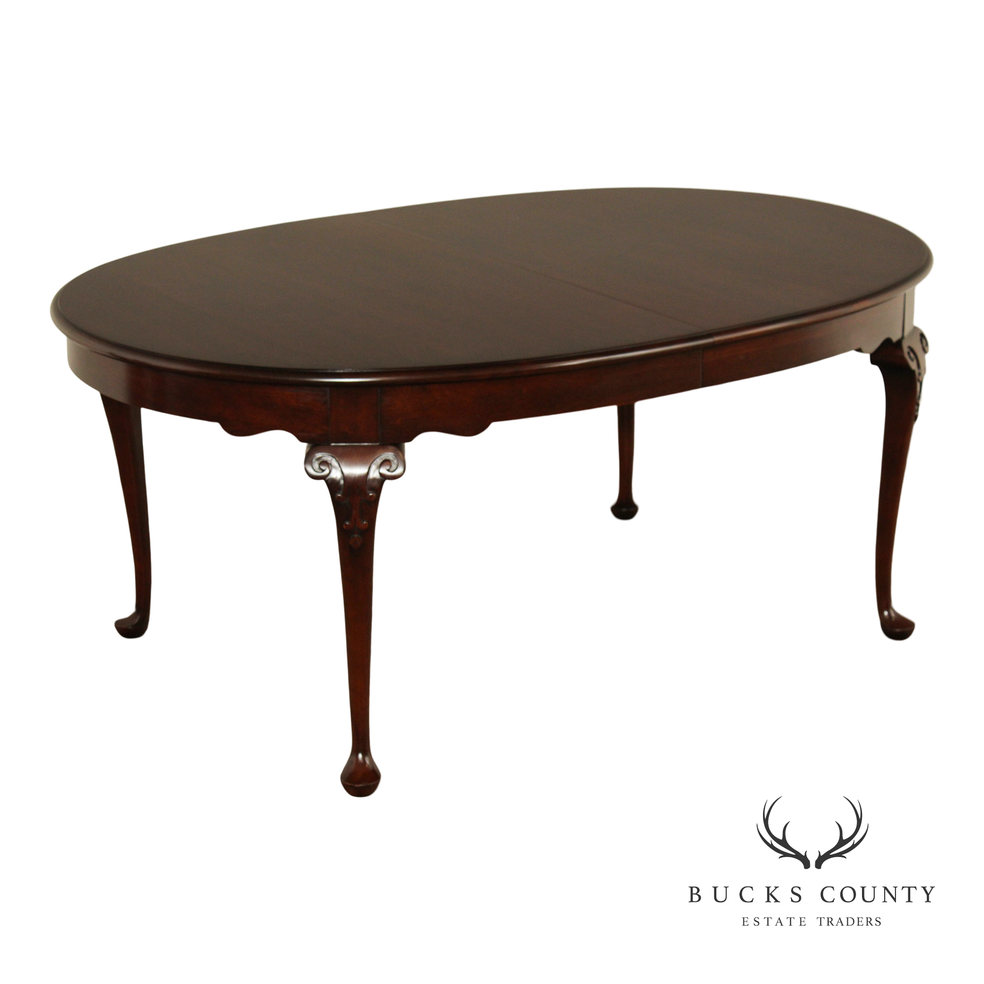 Statton Old Towne Cherry Queen Anne Style Extendable Dining Table With Two Leaves
