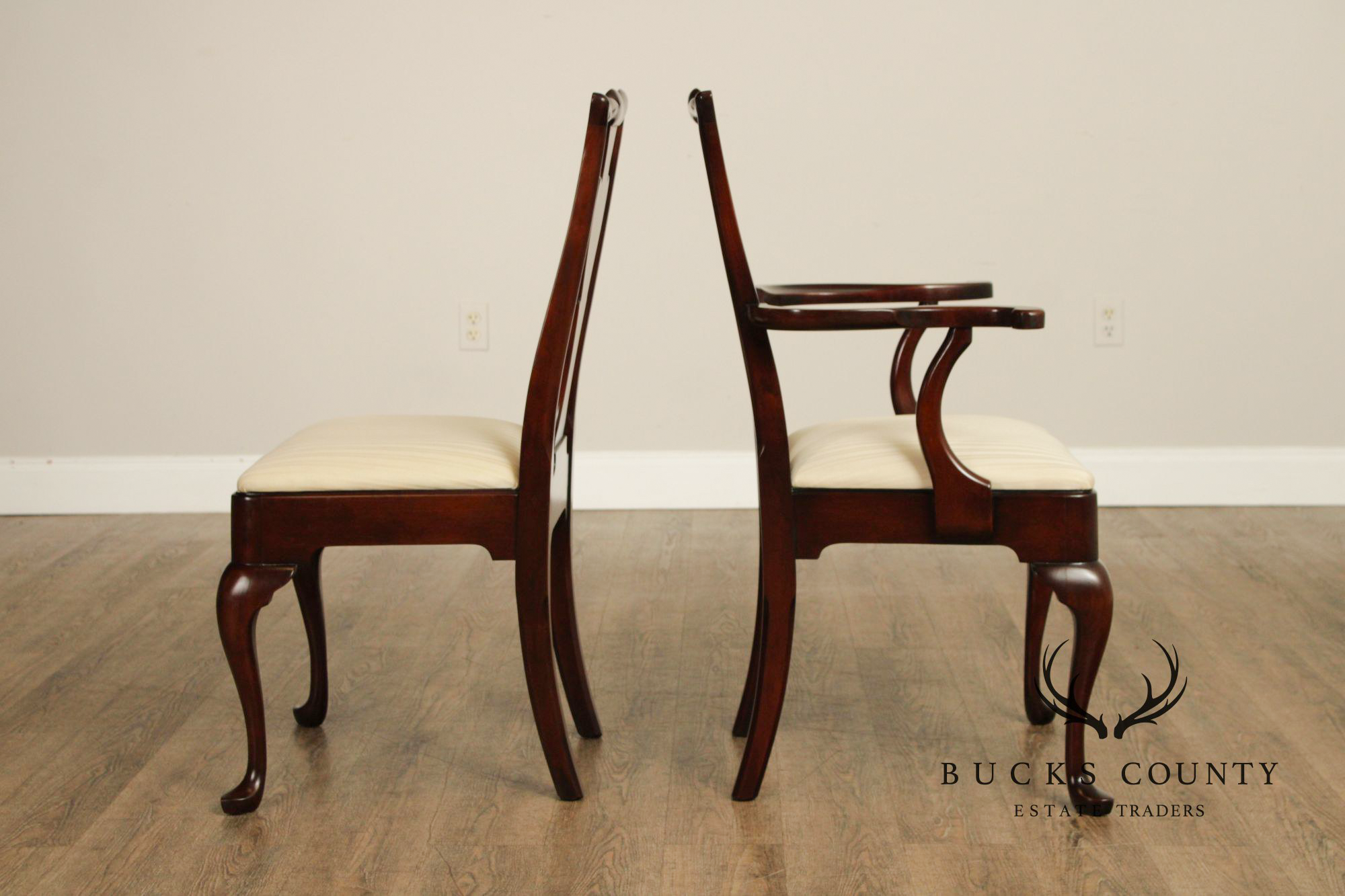 Statton Queen Anne Style Set Of Six Cherry Dining Chairs