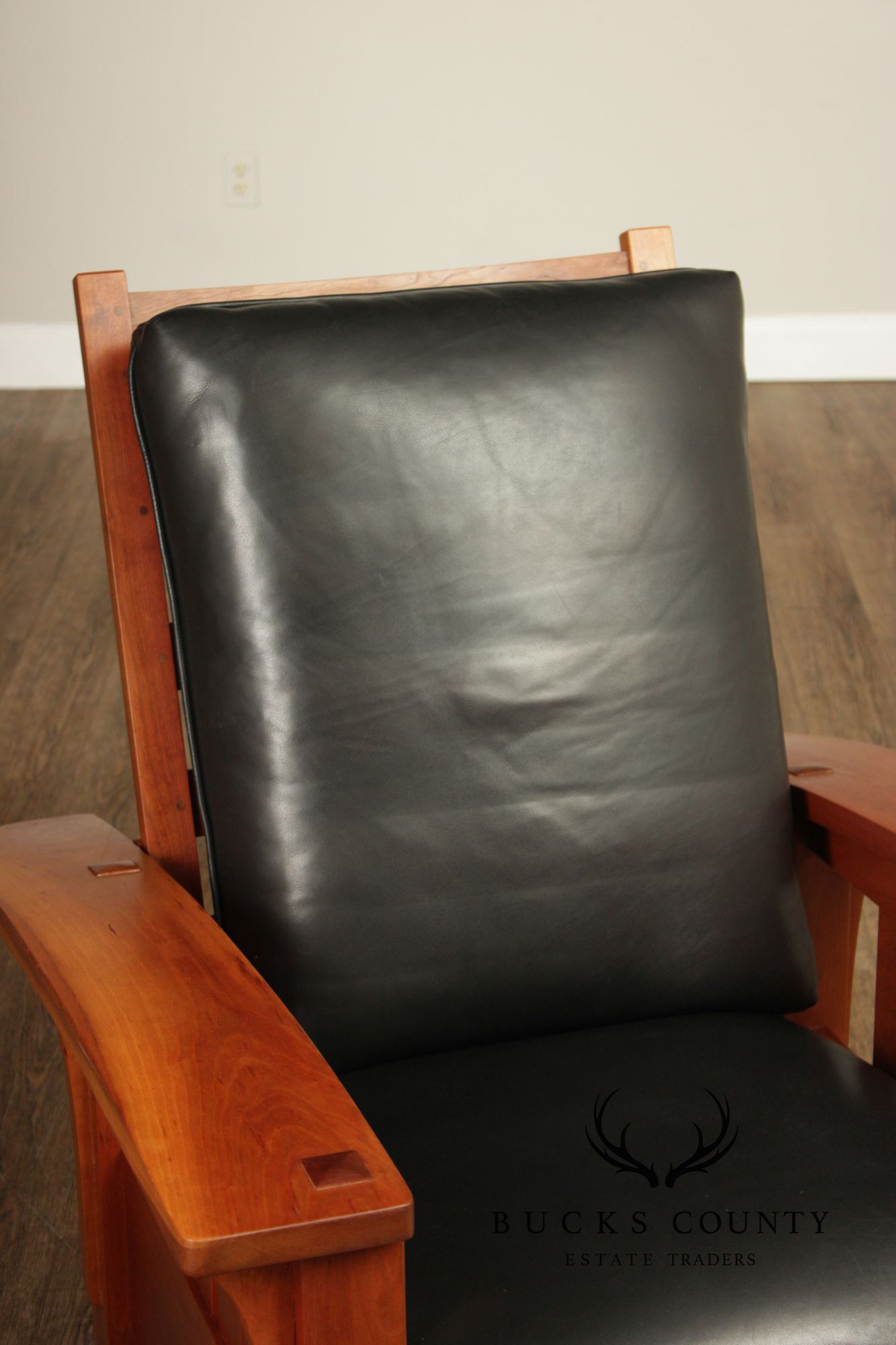 Stickley Mission Collection Cherry And Leather Bow Arm Morris Chair