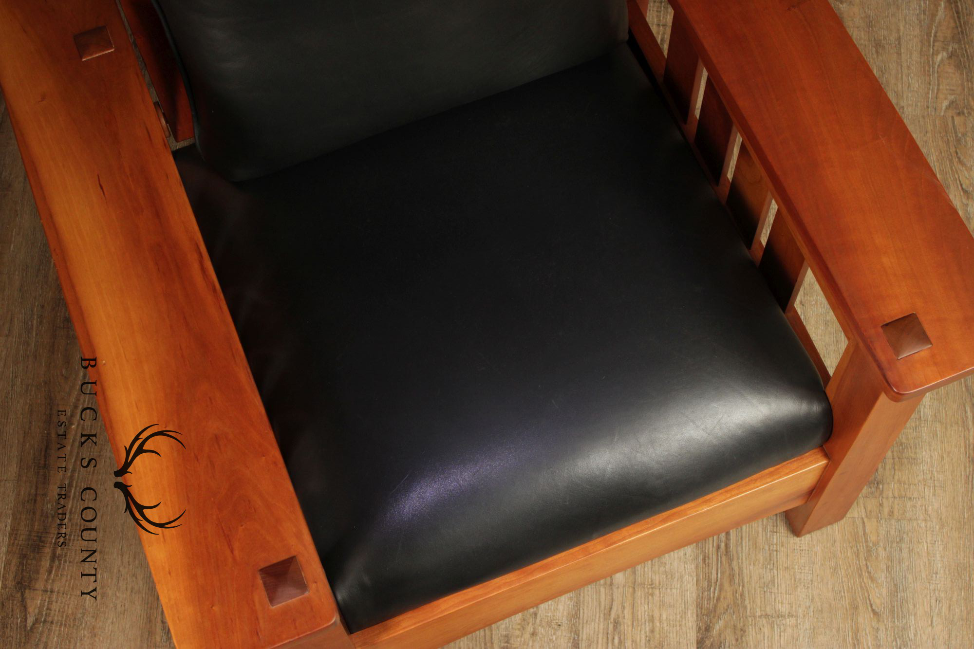 Stickley Mission Collection Cherry And Leather Bow Arm Morris Chair