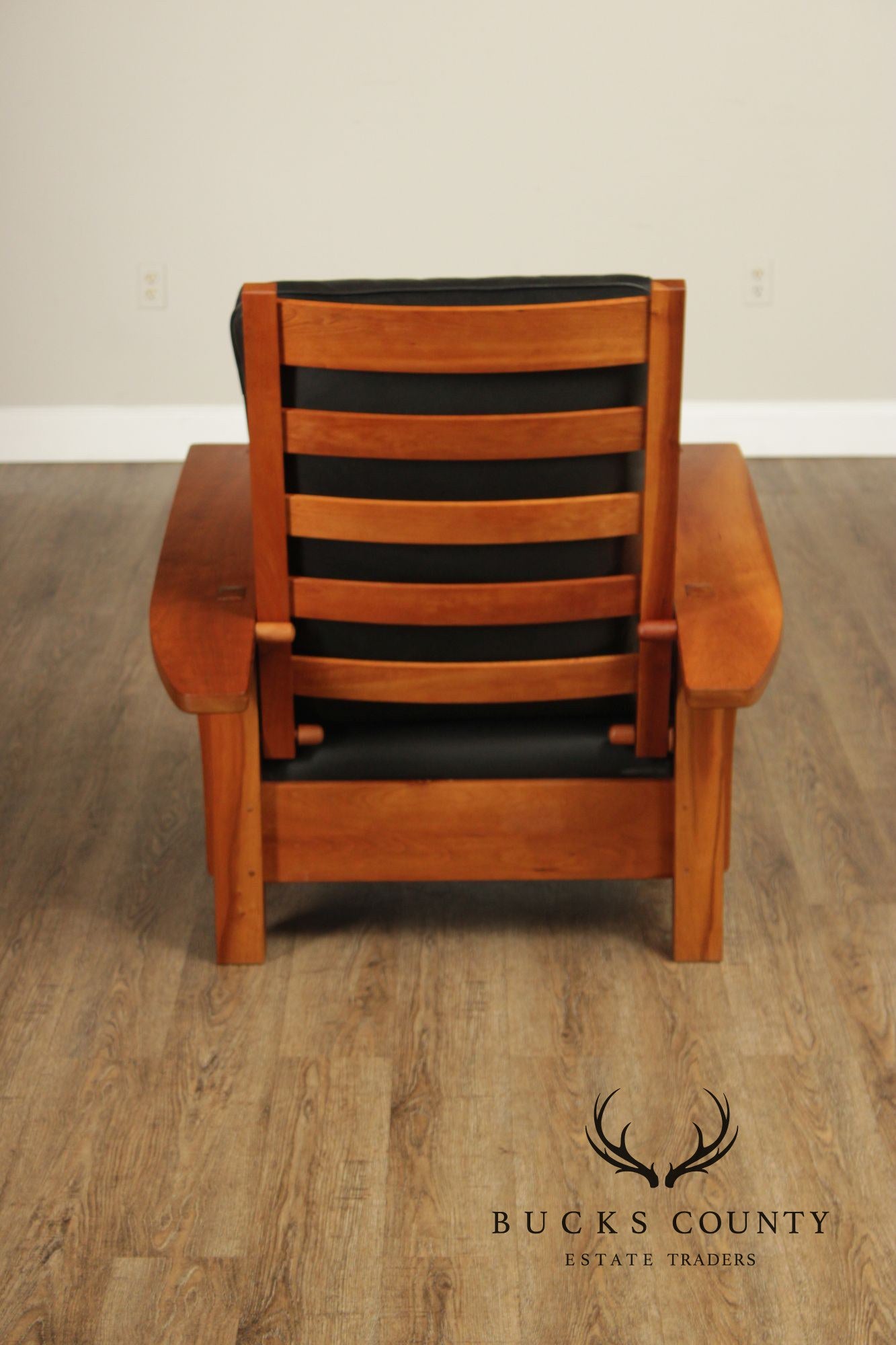 Stickley Mission Collection Cherry And Leather Bow Arm Morris Chair