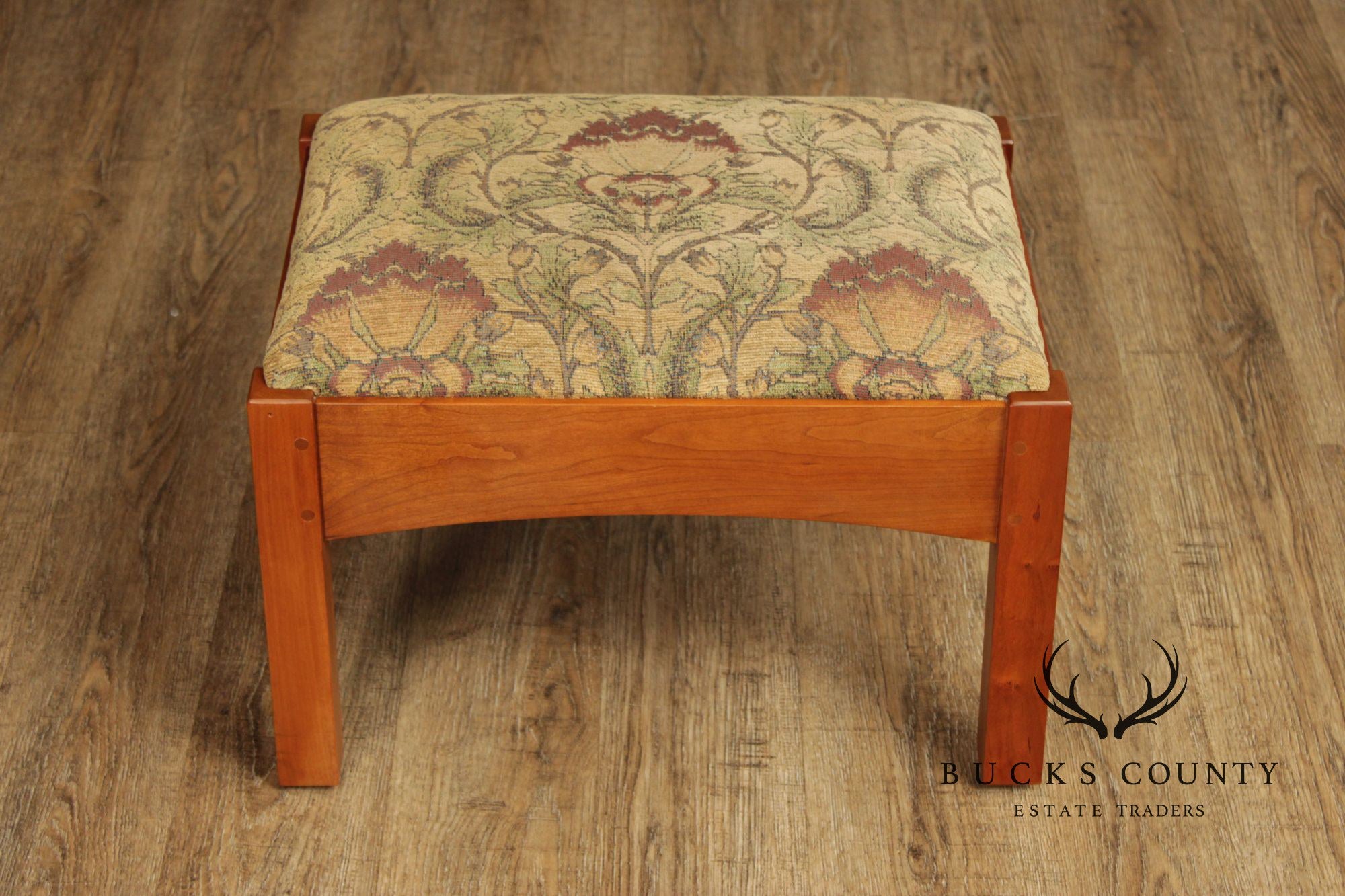 Stickley Mission Collection Cherry Footstool Ottoman With Arts & Crafts Upholstery
