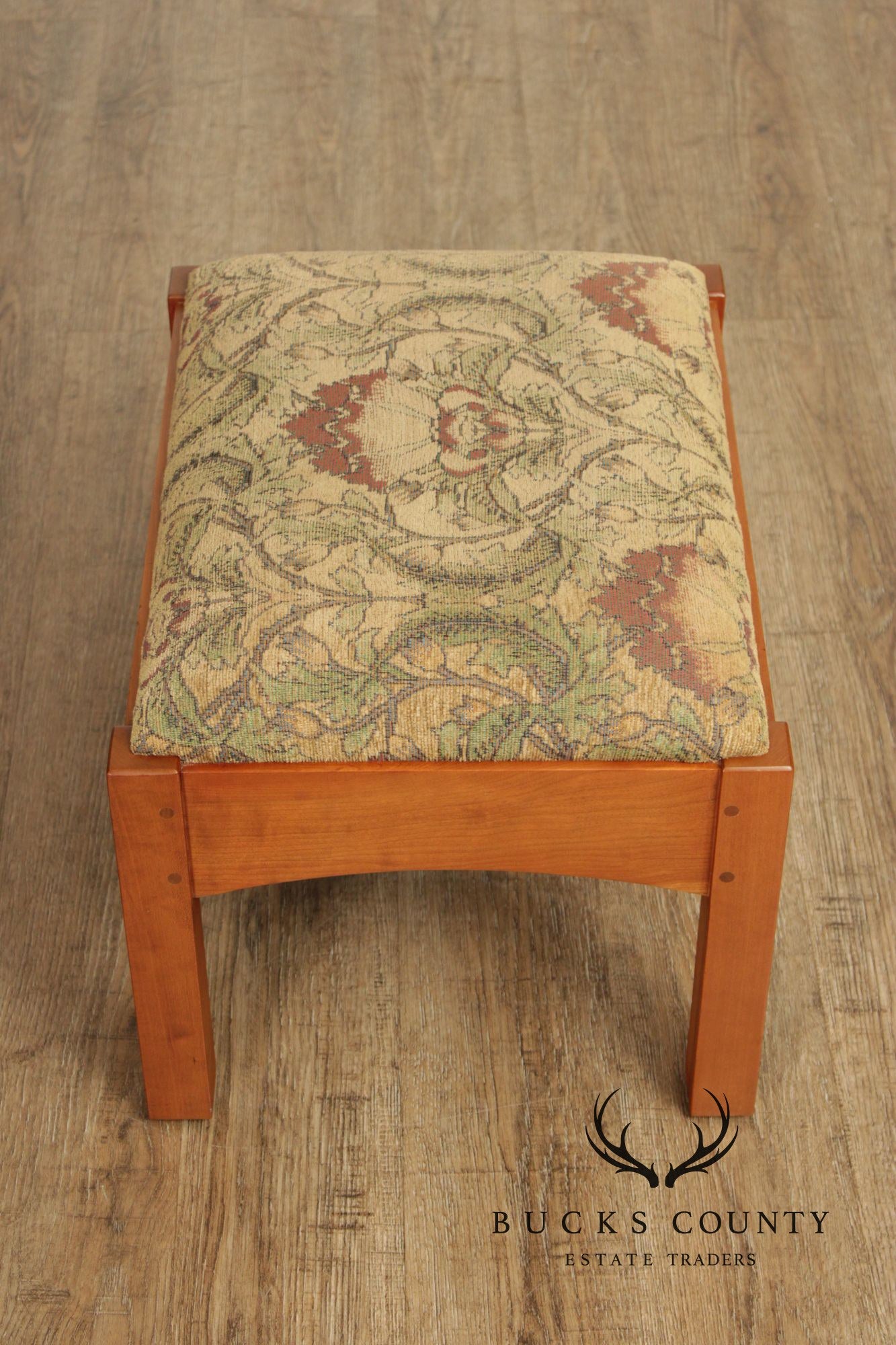 Stickley Mission Collection Cherry Footstool Ottoman With Arts & Crafts Upholstery