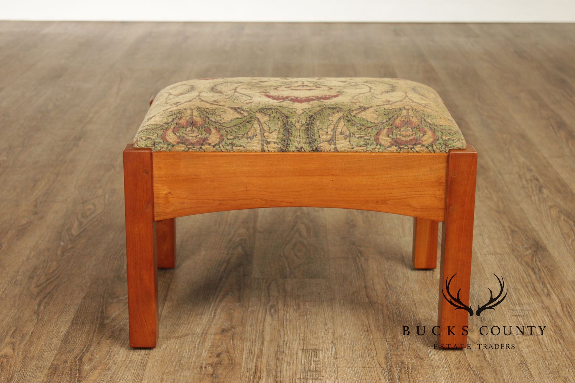 Stickley Mission Collection Cherry Footstool Ottoman With Arts & Crafts Upholstery