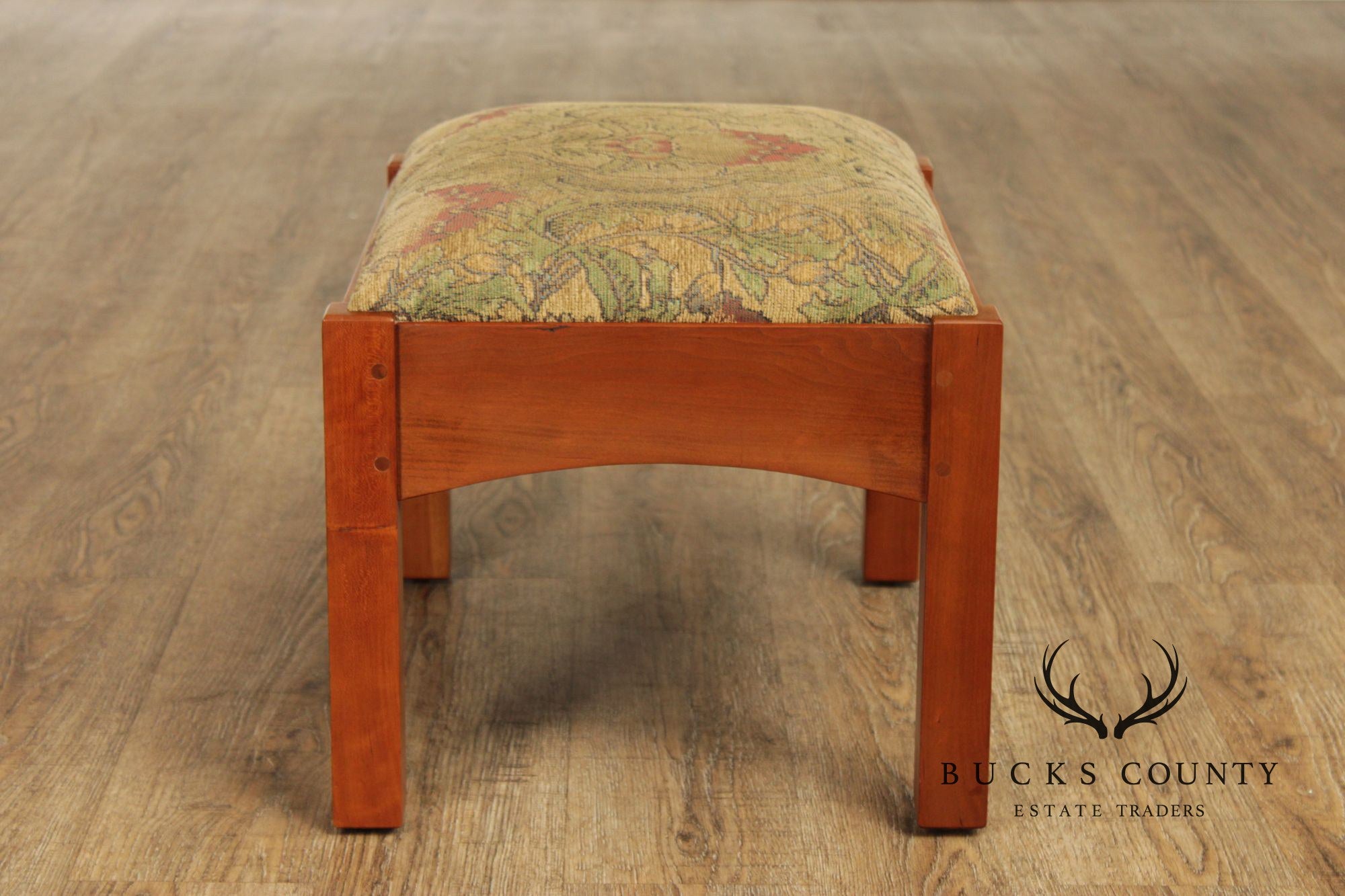 Stickley Mission Collection Cherry Footstool Ottoman With Arts & Crafts Upholstery