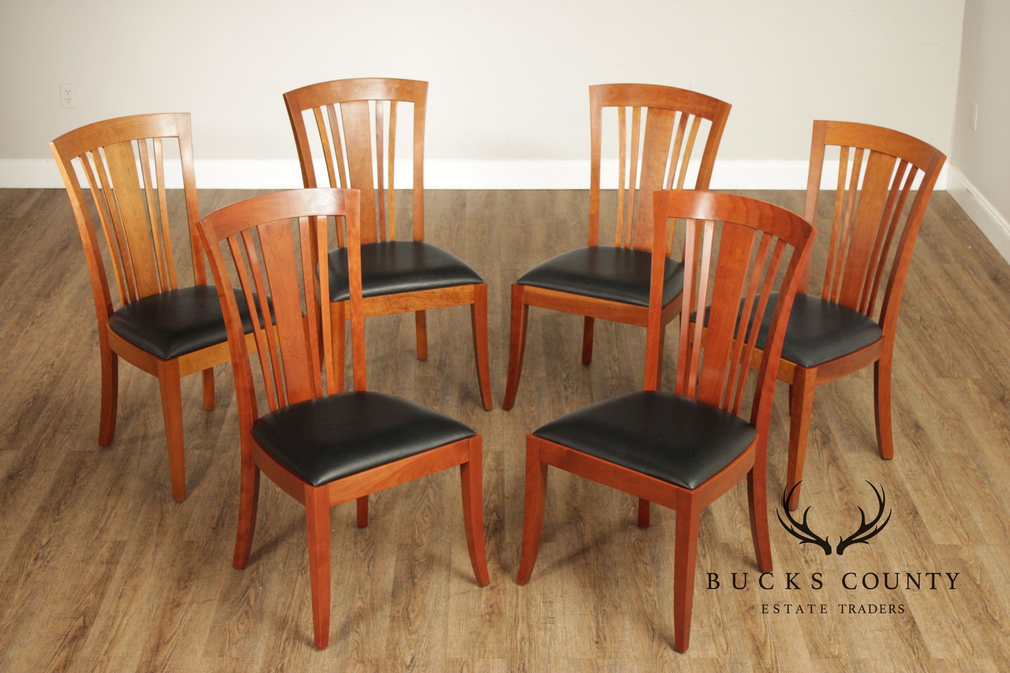 Stickley Metropolitan Collection Set of Six Cherry Side Chairs