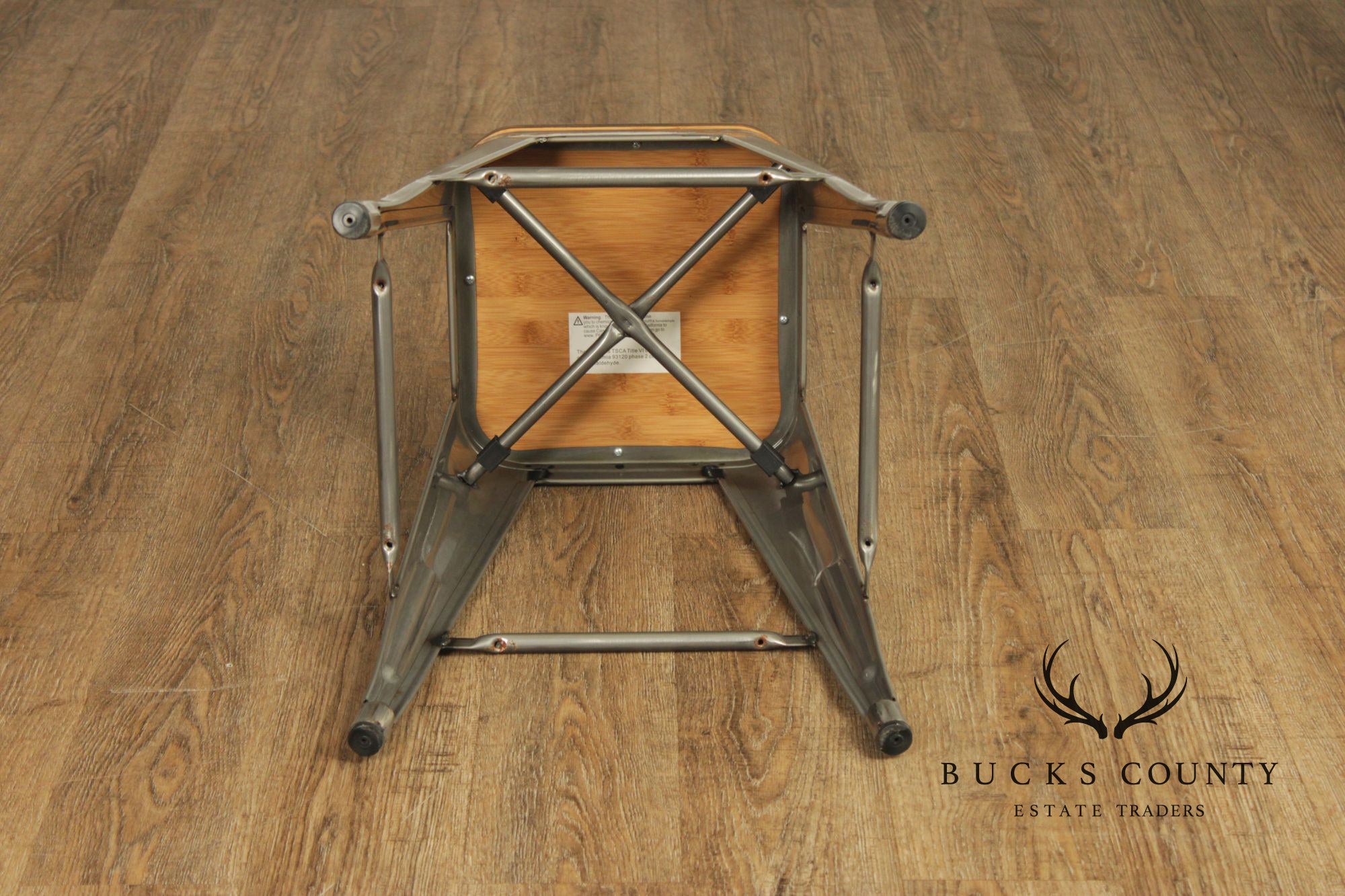 Industrial Style Metal And Wood Set Of Four Counter Stools