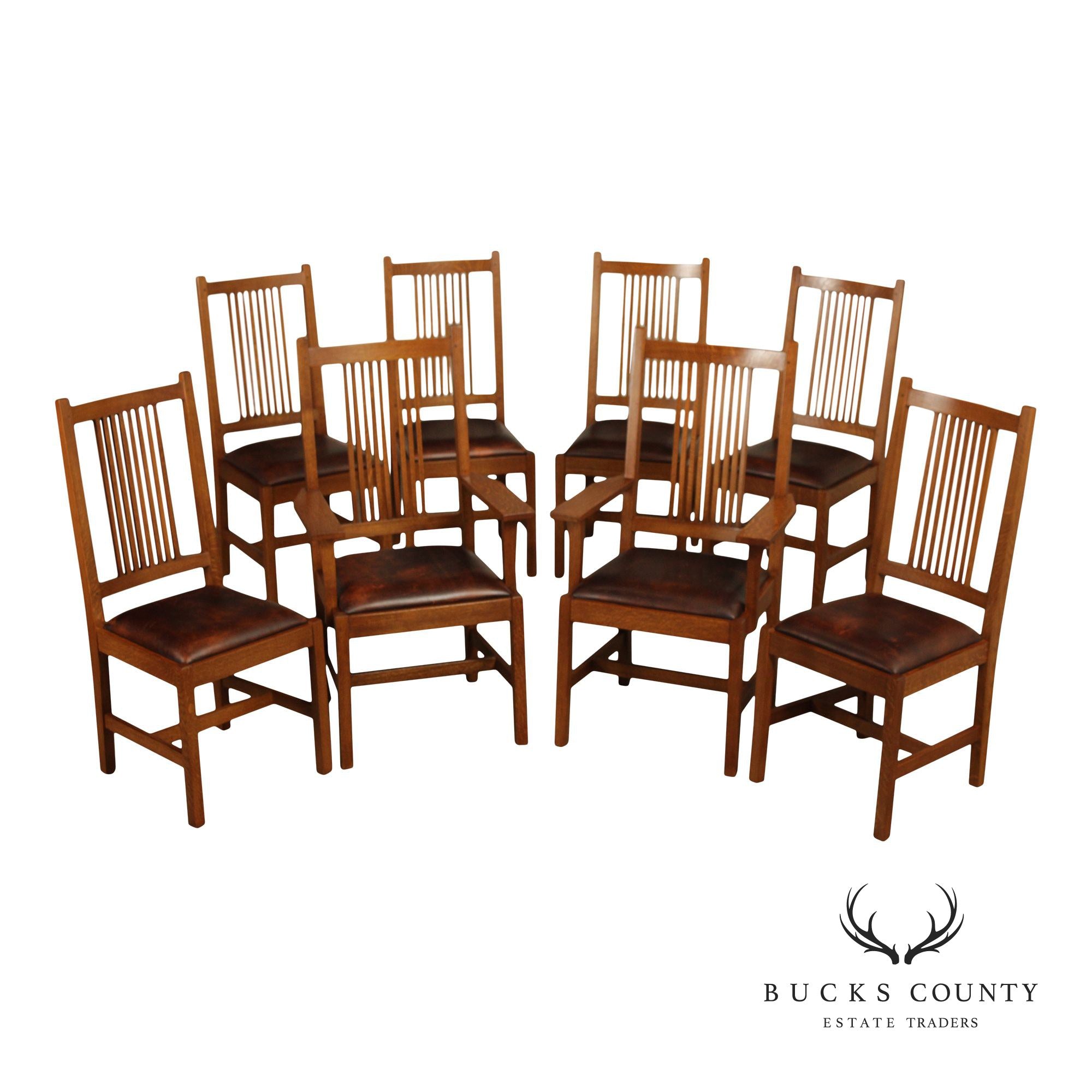 Stickley Mission Collection Set Of Eight Spindle Dining Chairs