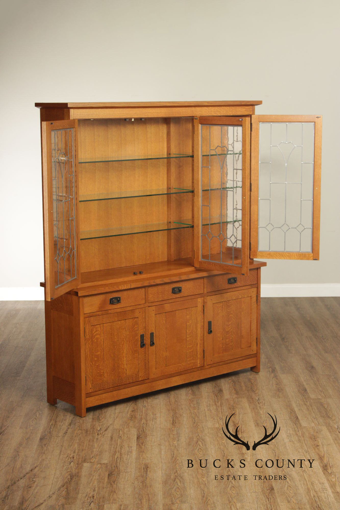 Stickley Mission Collection Oak Three-Door Buffet with China Top