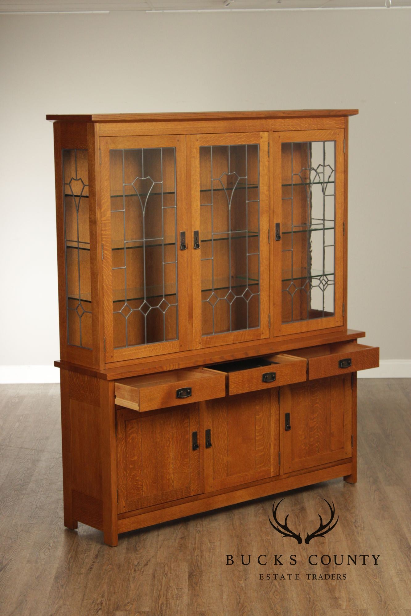 Stickley Mission Collection Oak Three-Door Buffet with China Top