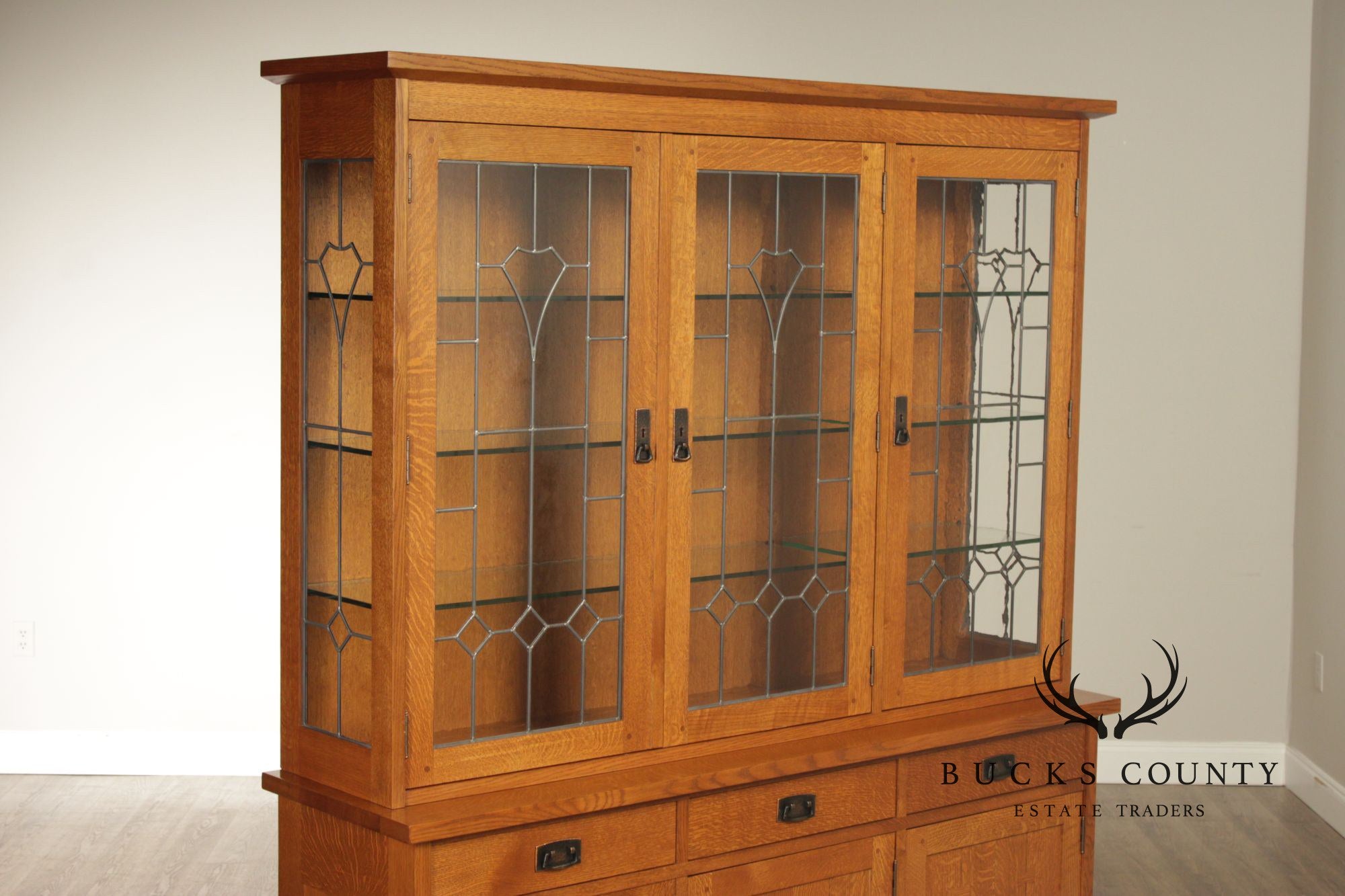 Stickley Mission Collection Oak Three-Door Buffet with China Top