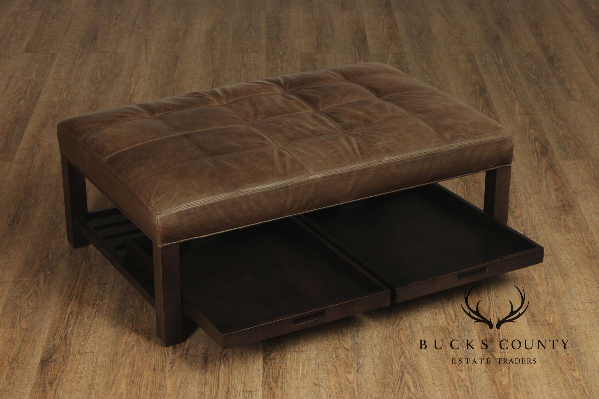 Arhaus Camden Collection Leather 'Butler' Ottoman