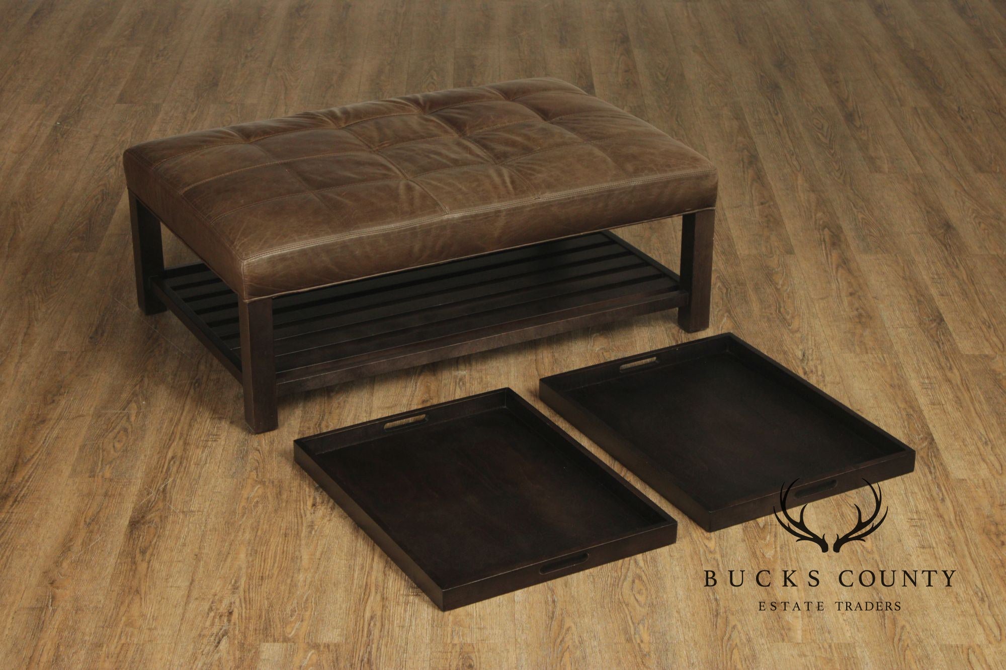 Arhaus Camden Collection Leather 'Butler' Ottoman