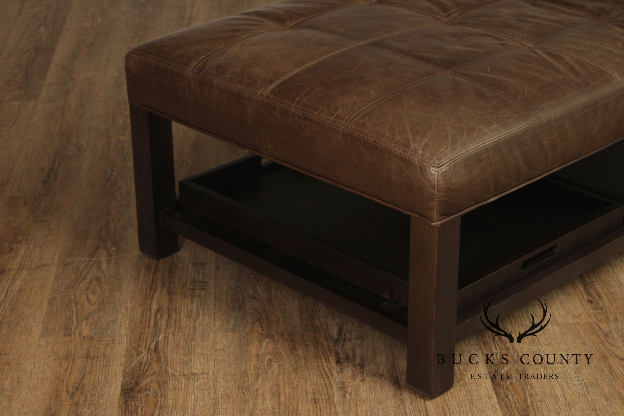 Arhaus Camden Collection Leather 'Butler' Ottoman