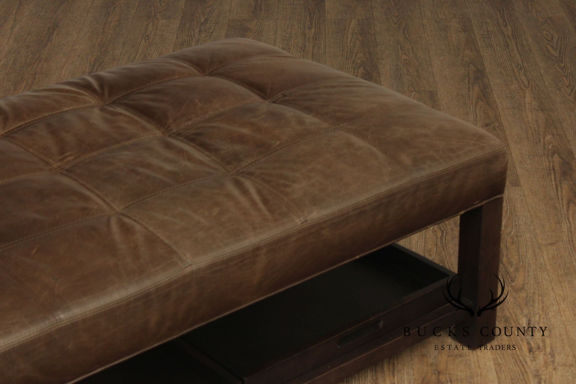 Arhaus Camden Collection Leather 'Butler' Ottoman