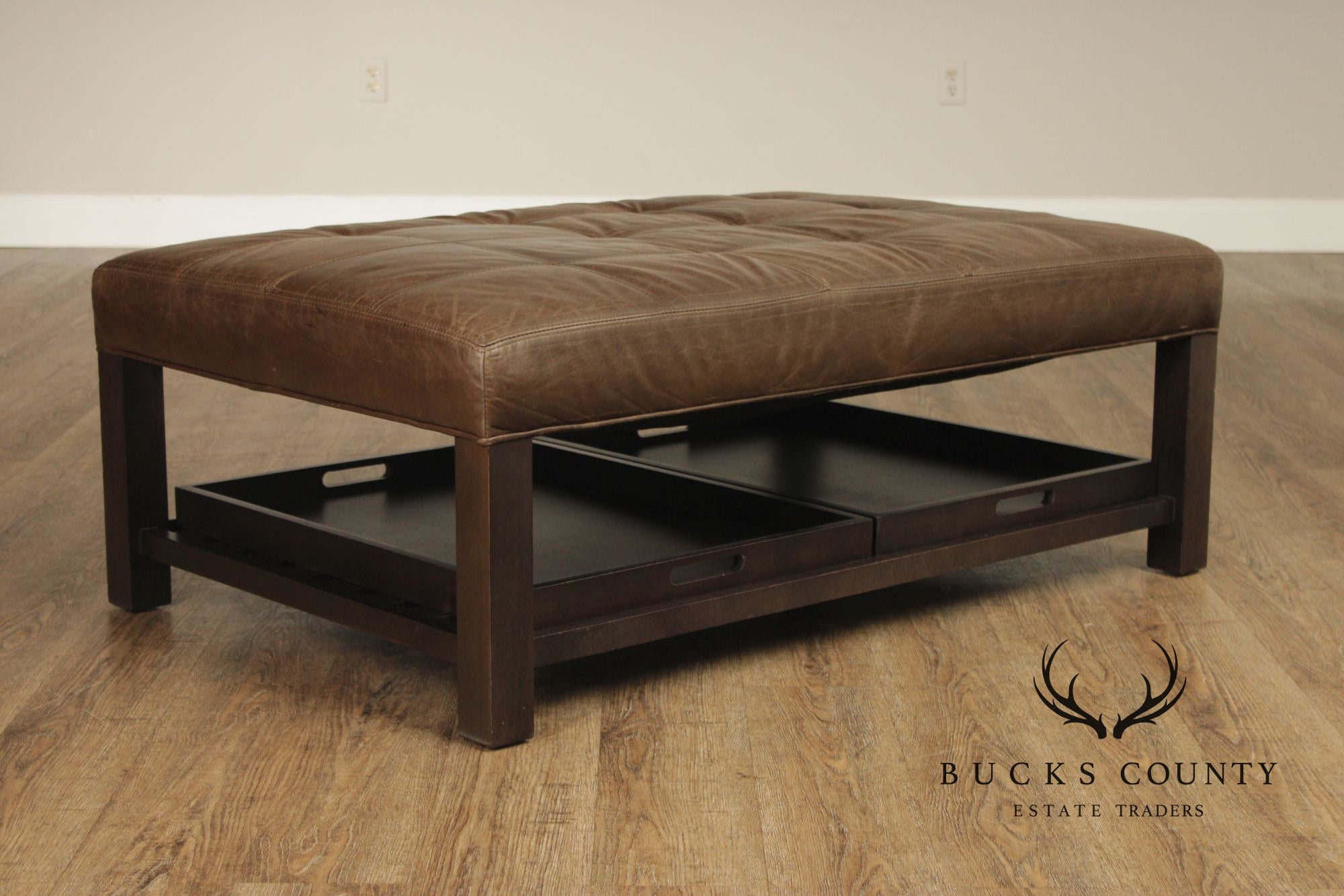 Arhaus Camden Collection Leather 'Butler' Ottoman