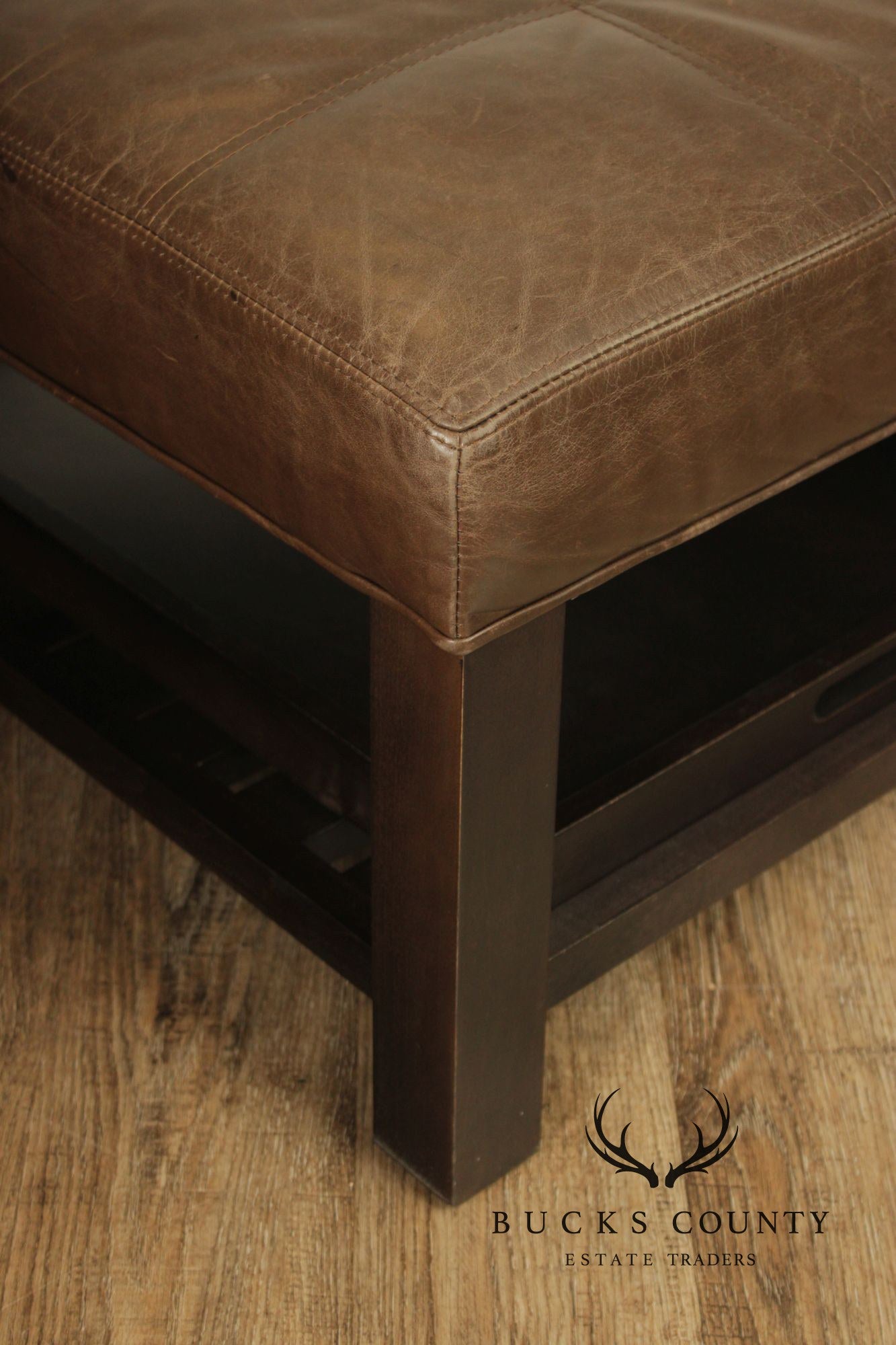 Arhaus Camden Collection Leather 'Butler' Ottoman