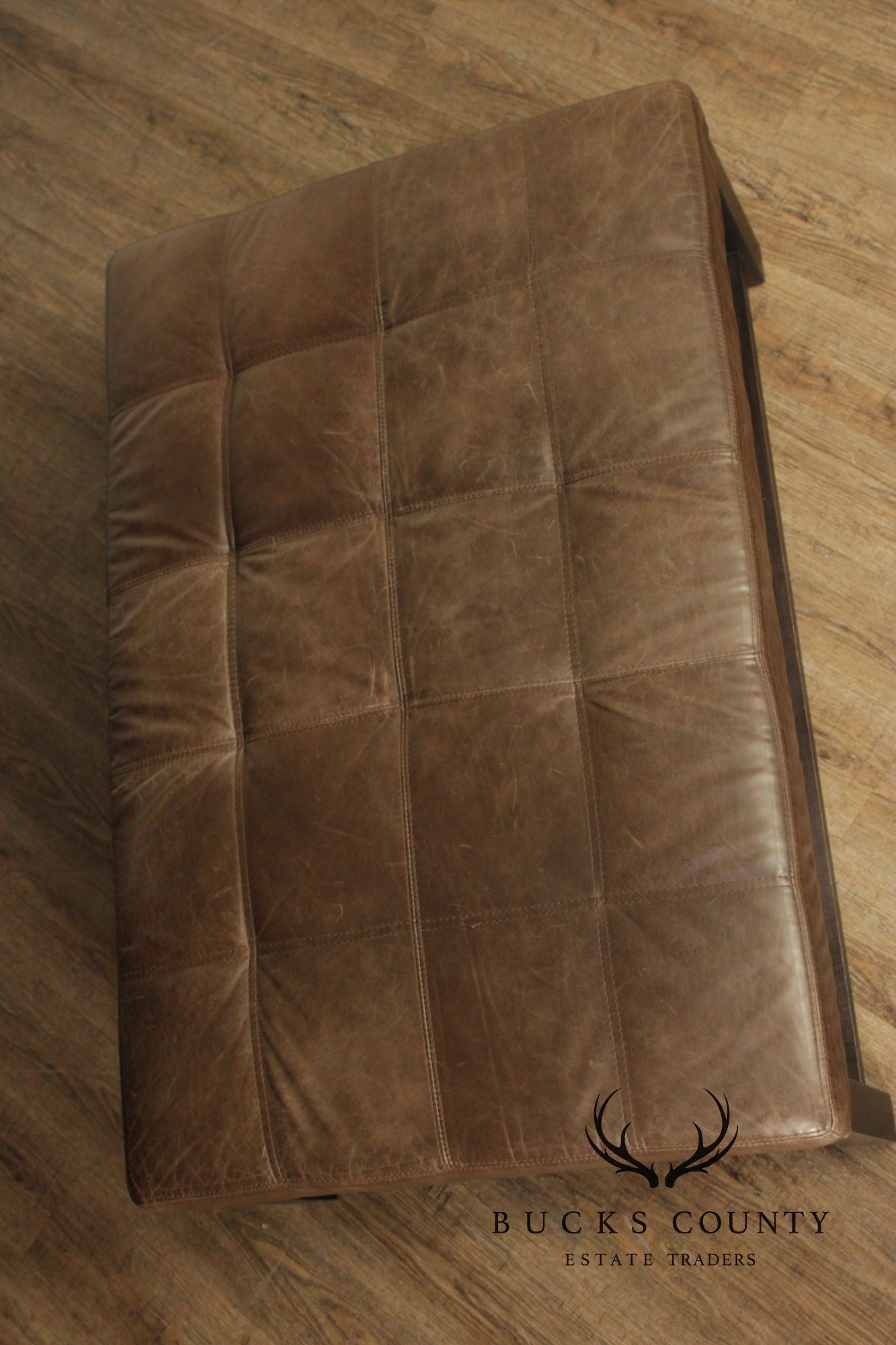 Arhaus Camden Collection Leather 'Butler' Ottoman
