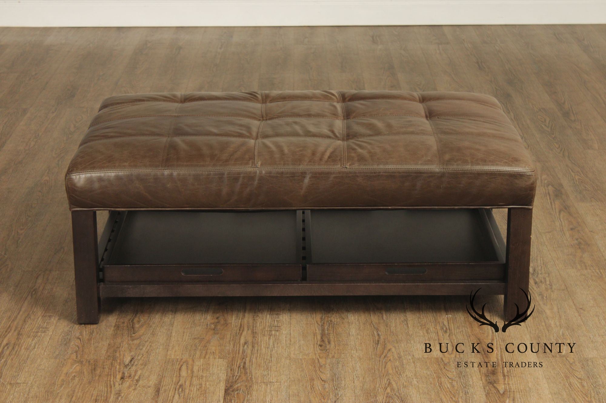Arhaus Camden Collection Leather 'Butler' Ottoman